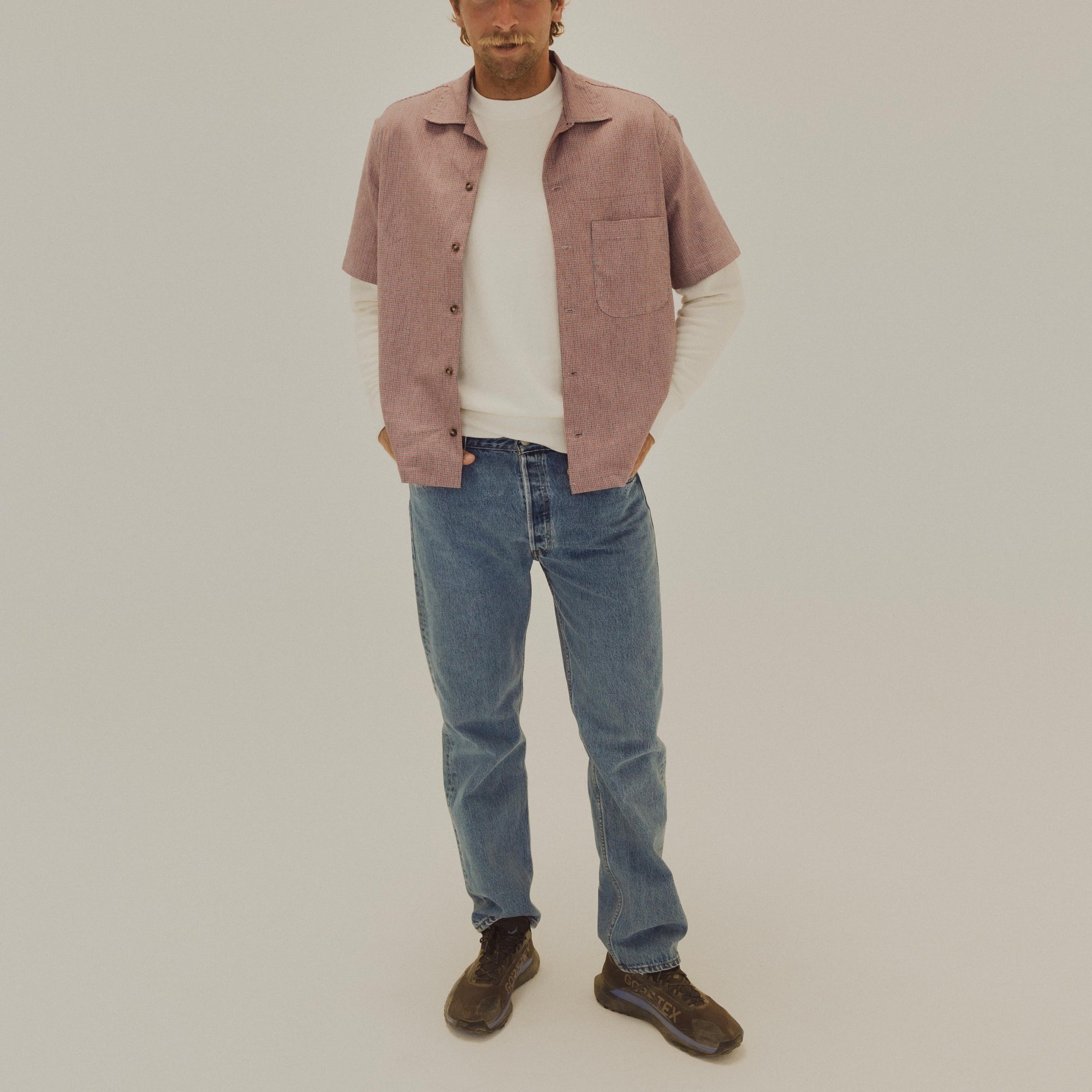 Daydream Skipper Shirt - Red & Navy Plaid