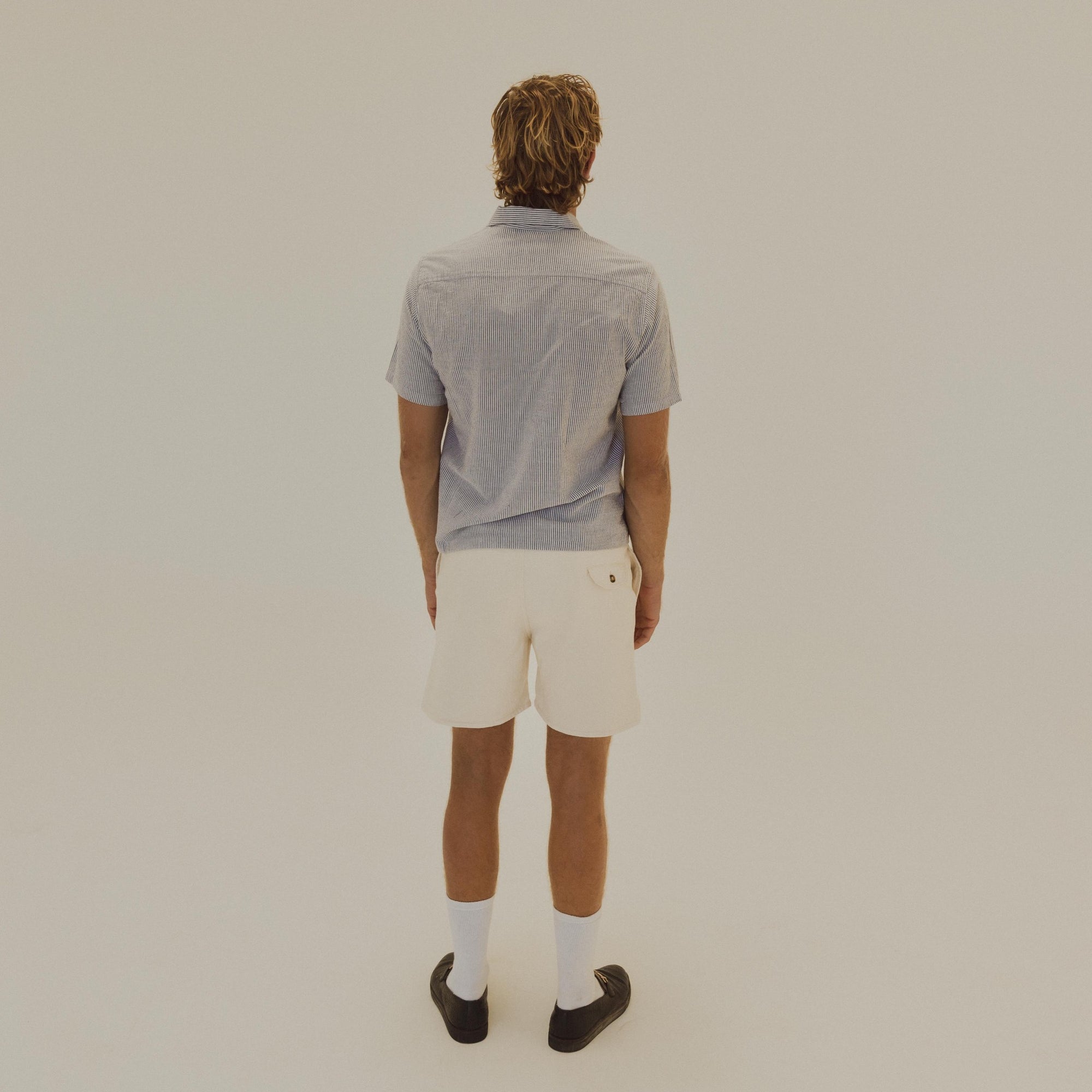 Daydream Skipper Shirt - Gray & White Seersucker