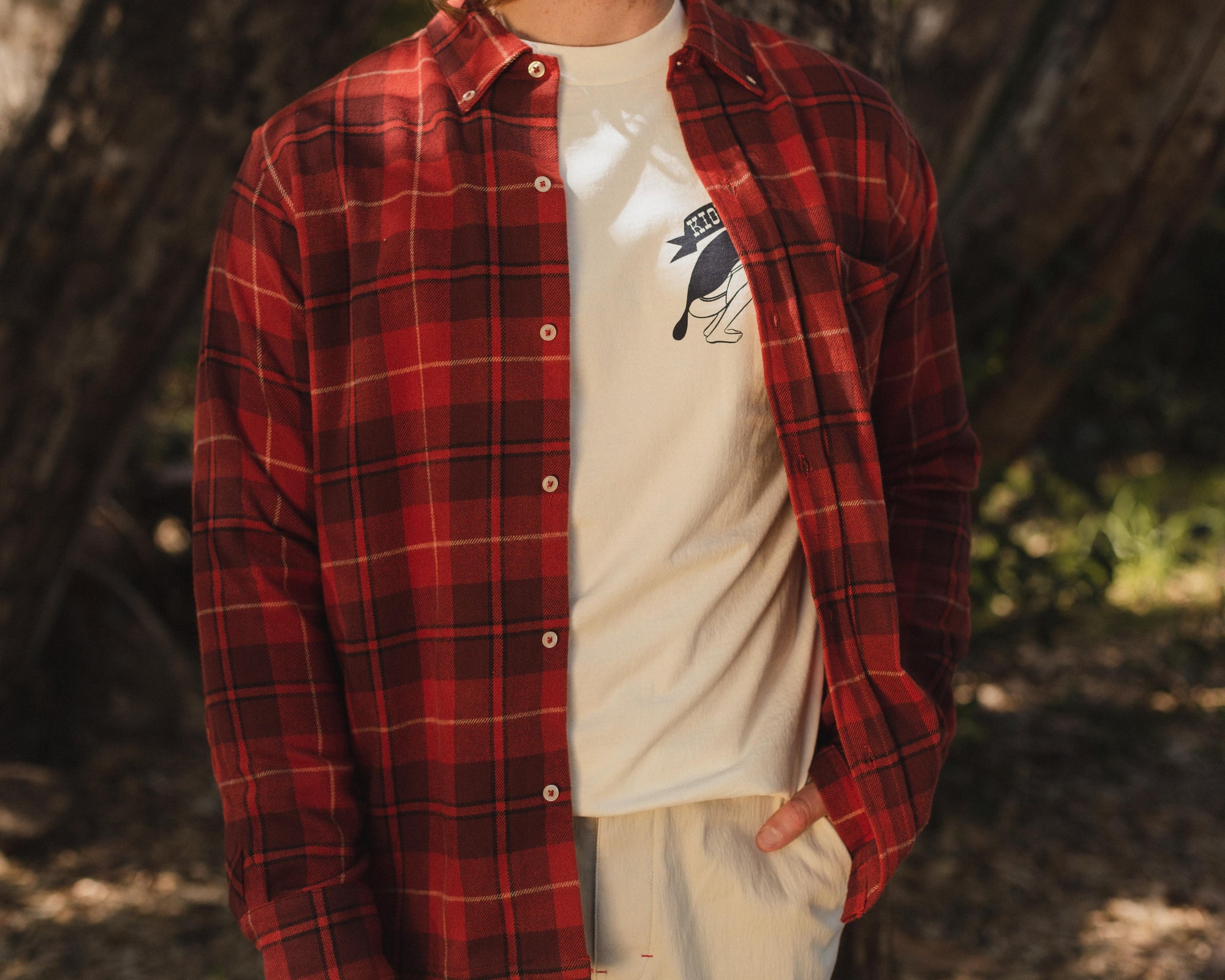Yellow Rat Flannel Button-down Shirt - Red