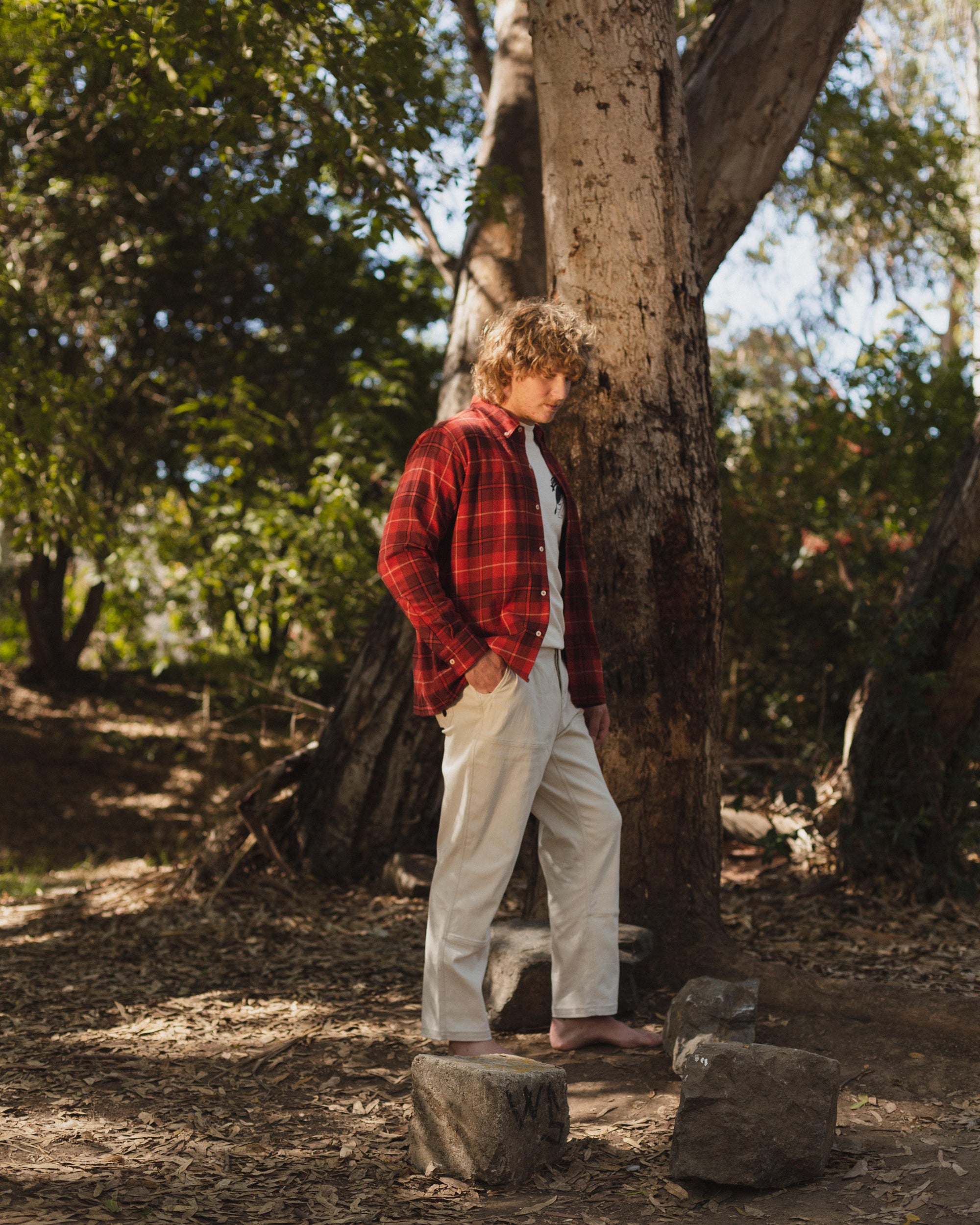 Yellow Rat Flannel Button-down Shirt - Red