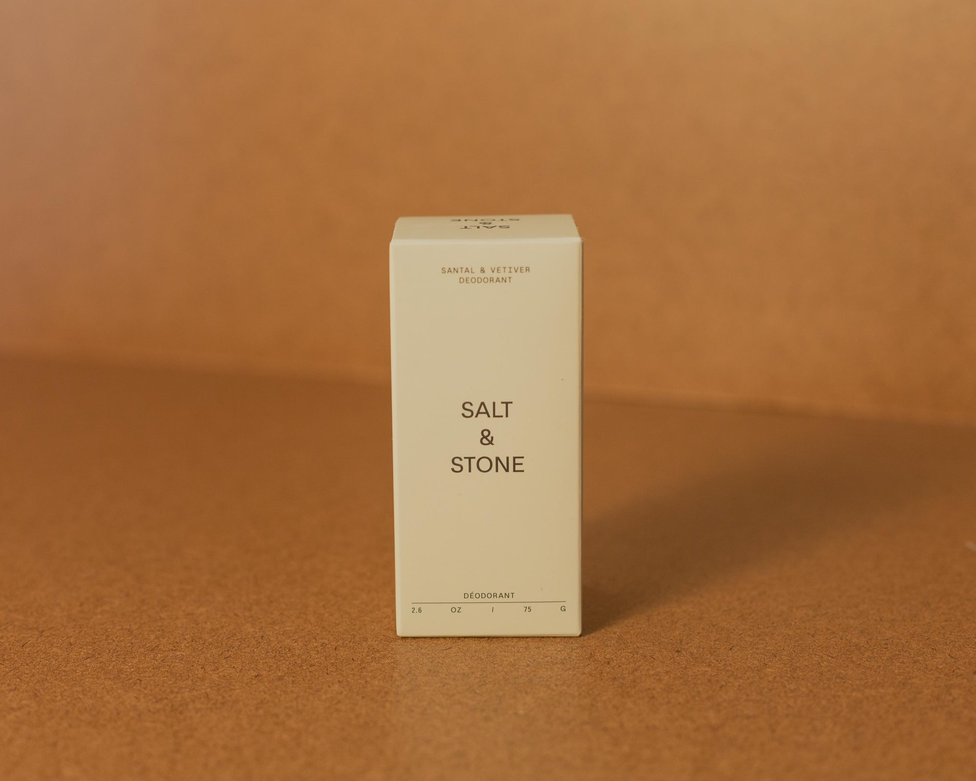 Salt and Stone Deodorant - Santal & Vetiver box front view