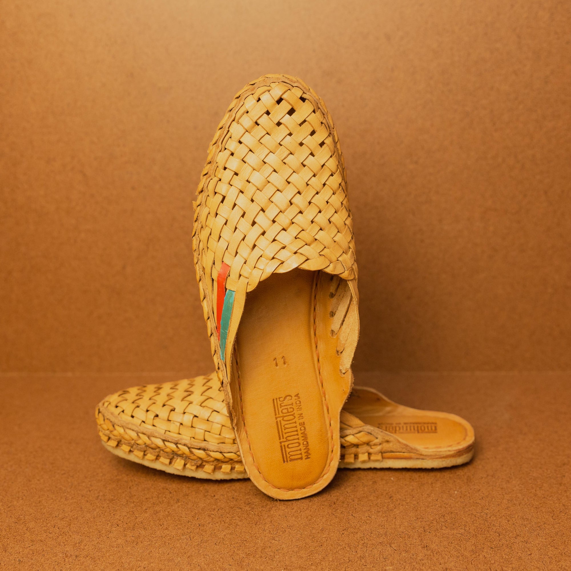 Mohinders Men's Woven City Slippers in Honey with Stripe