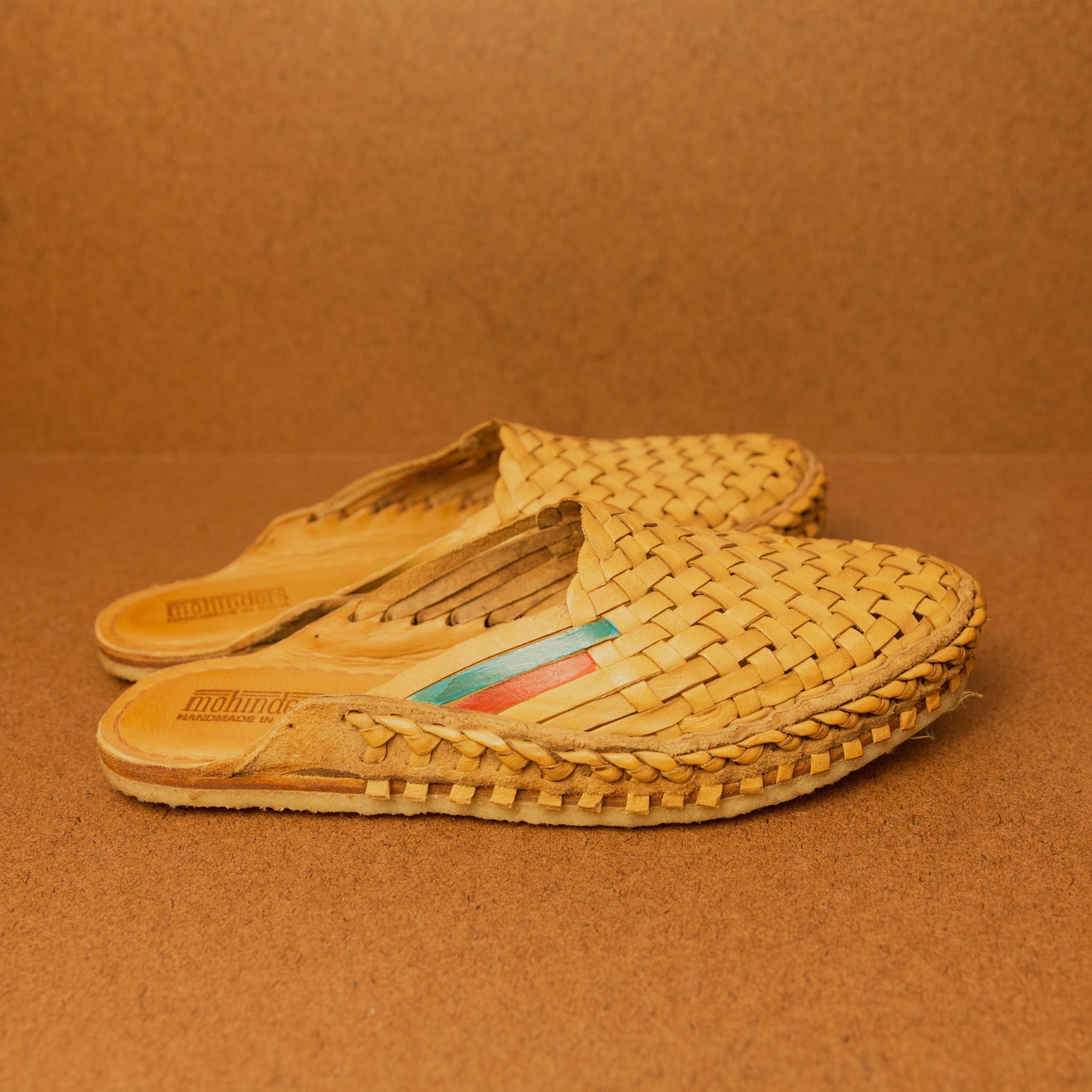 Mohinders Men's Woven City Slippers in Honey with Stripe