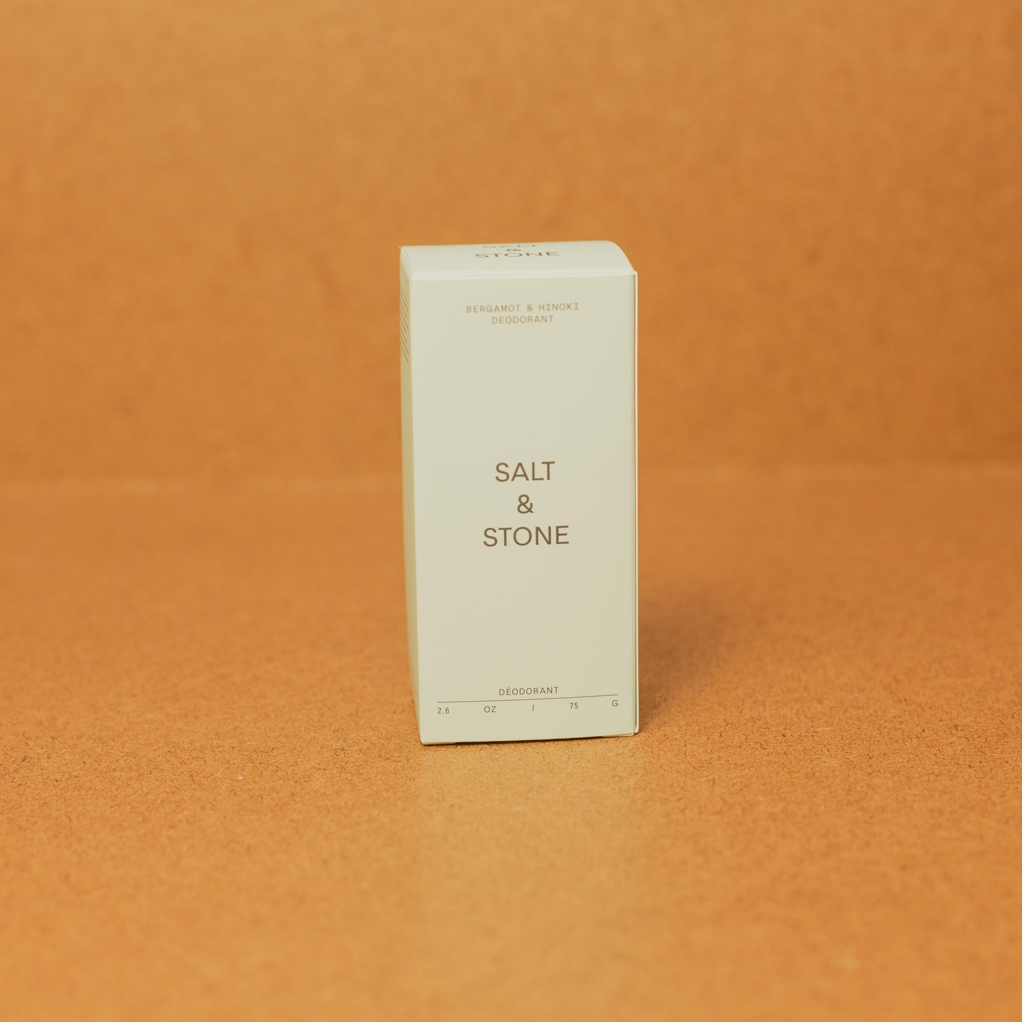 Salt and Stone Deodorant - Bergamont & Hinoki box front view
