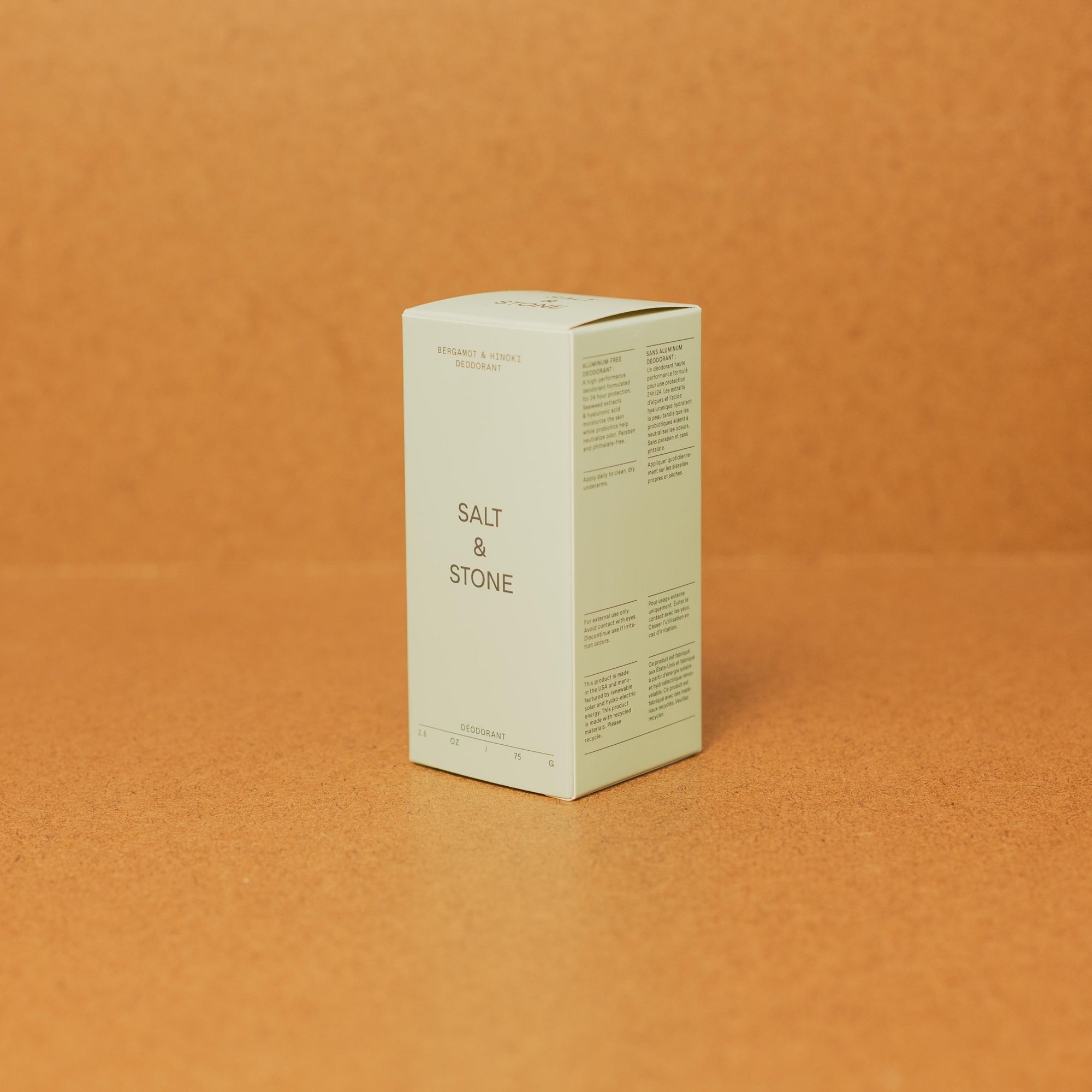 Salt and Stone Deodorant - Bergamont & Hinoki side view