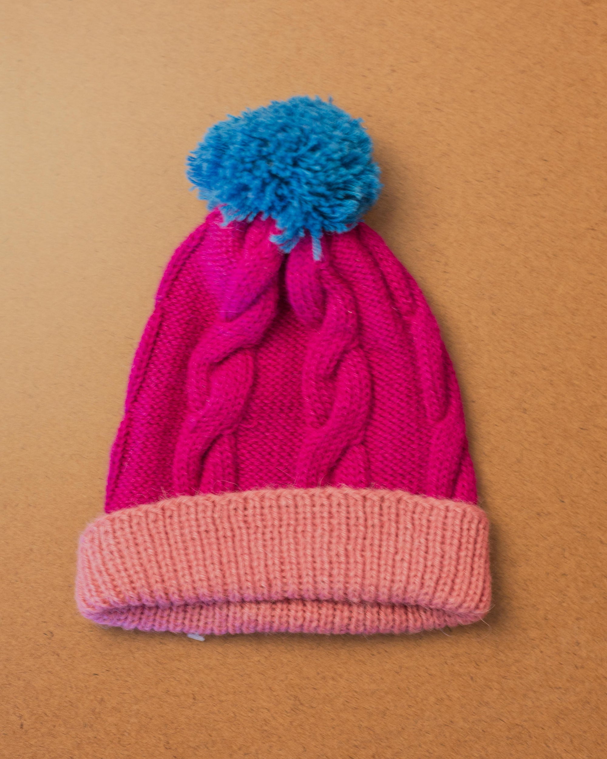 Kids Pom Pom Beanie in Pink