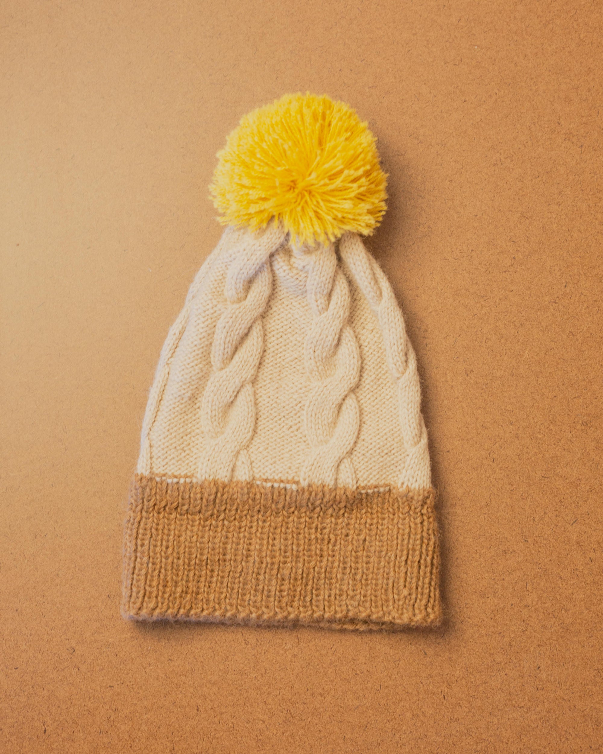 Full View Kids Pom Pom Beanie in Brown