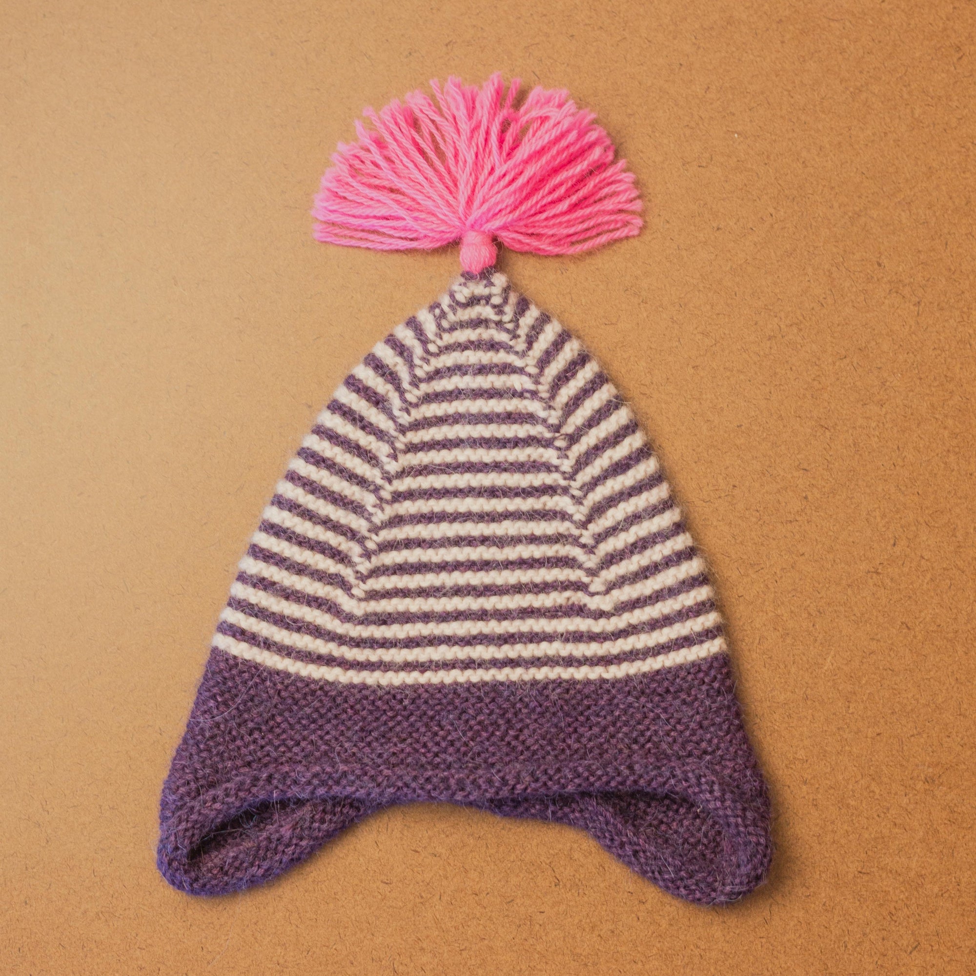 Cabbage &amp; Kings- Kids Striped Beanie in Purple