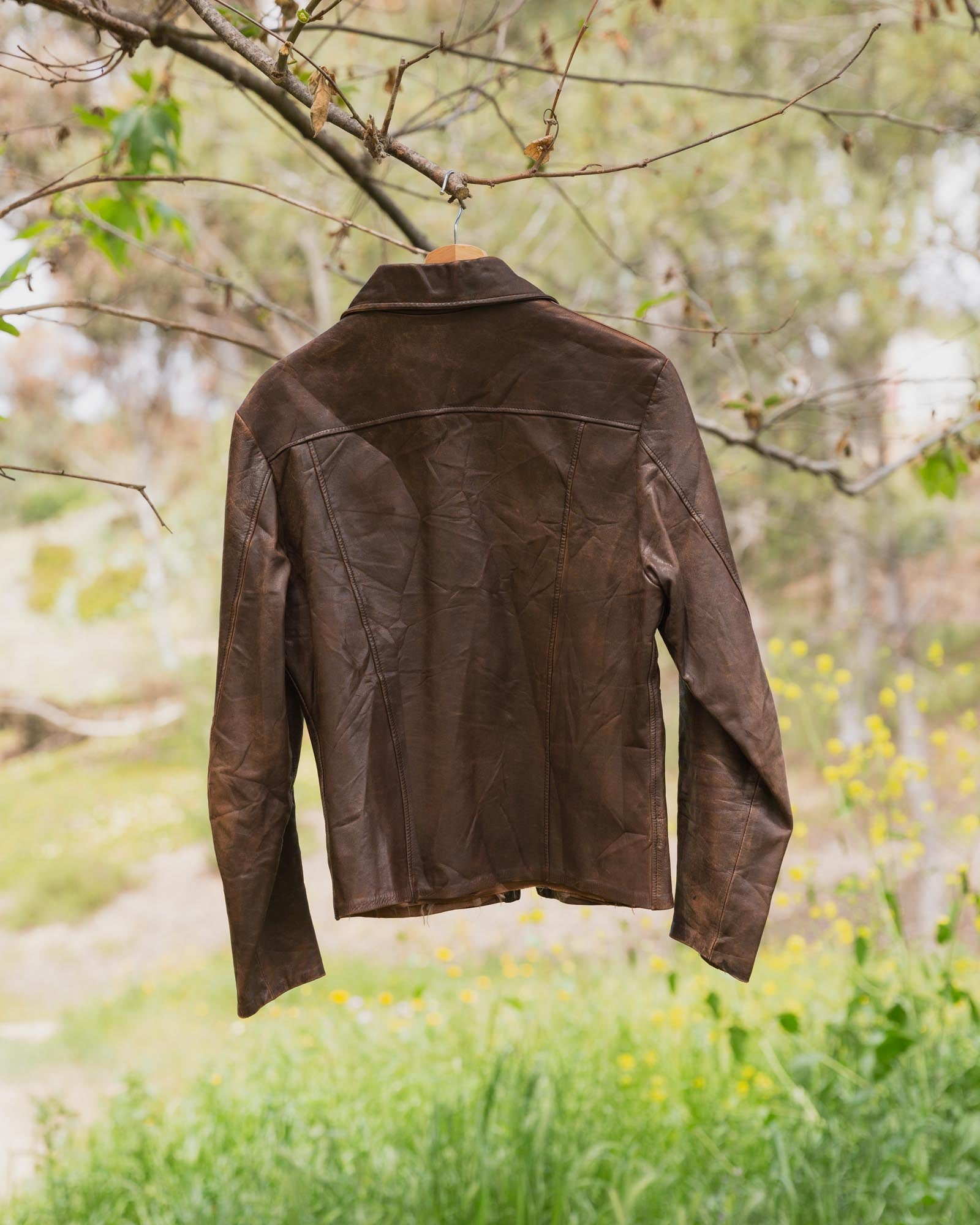 Vintage Brown Zip Up Leather Jacket