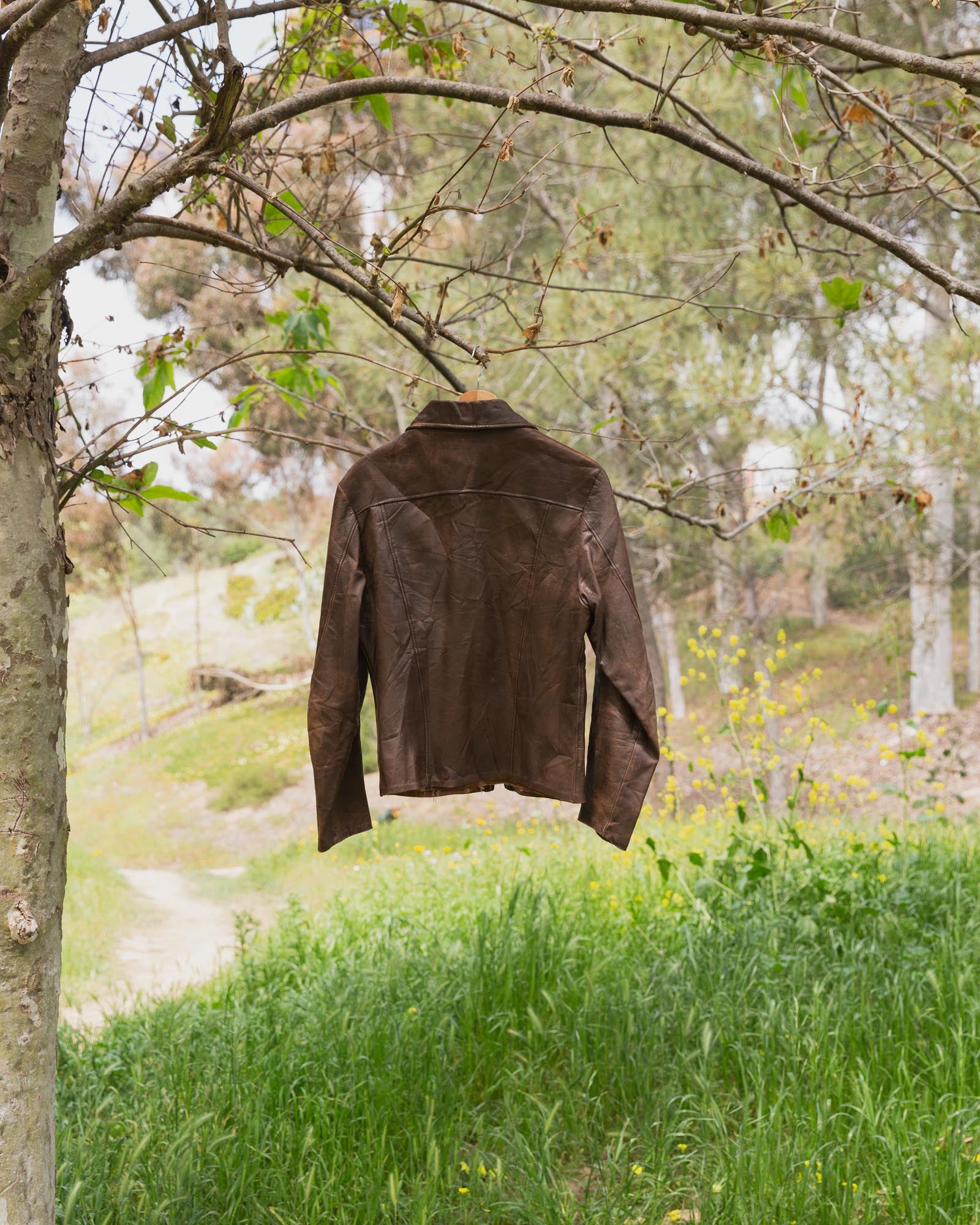 Vintage Brown Zip Up Leather Jacket
