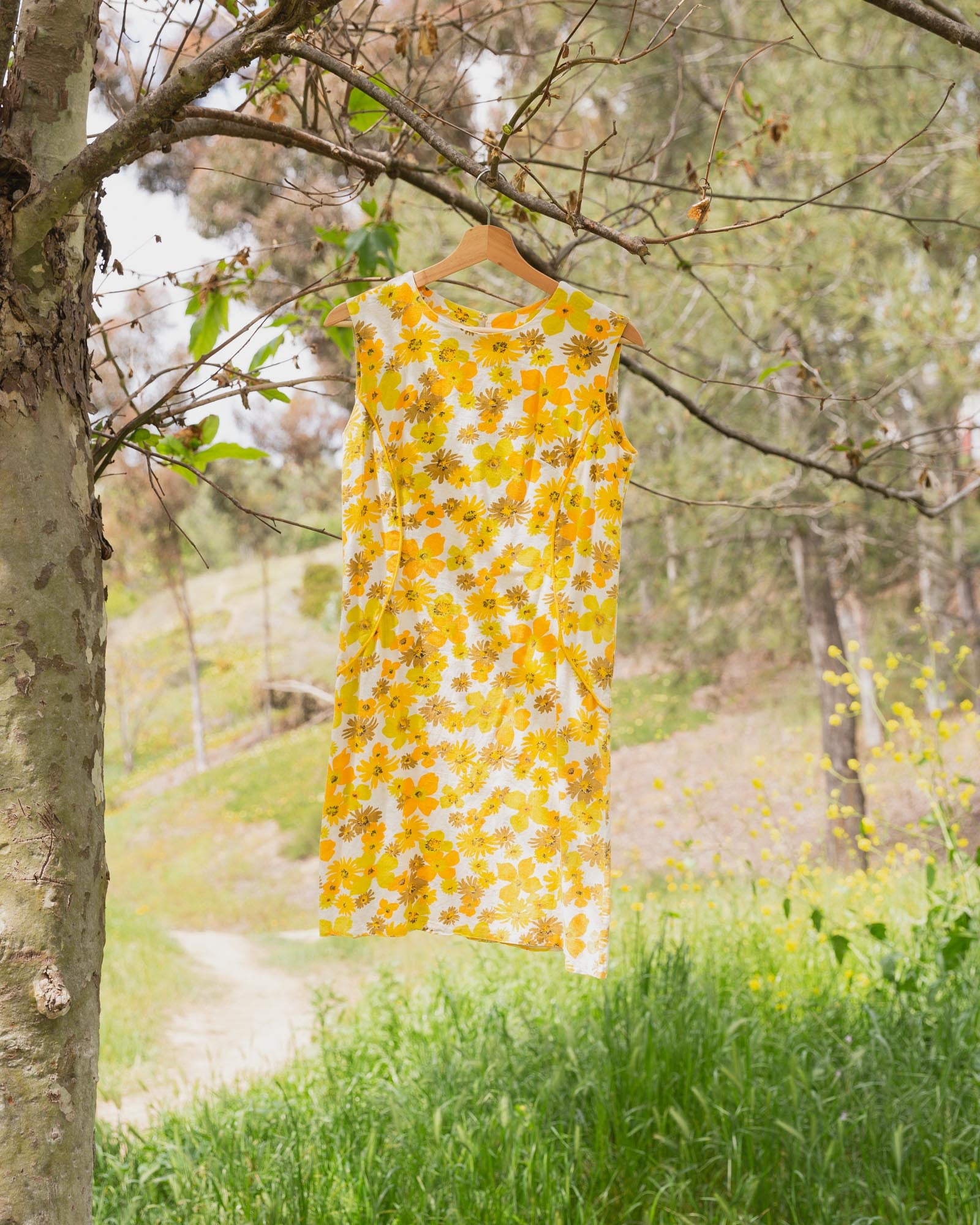 Vintage Handmade Yellow Floral Dress