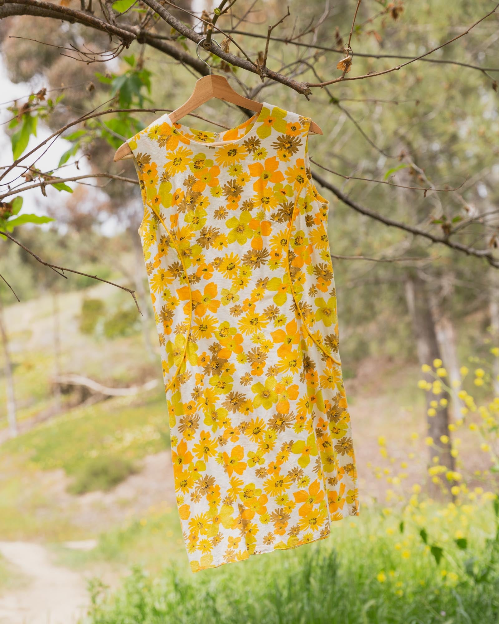Vintage Handmade Yellow Floral Dress