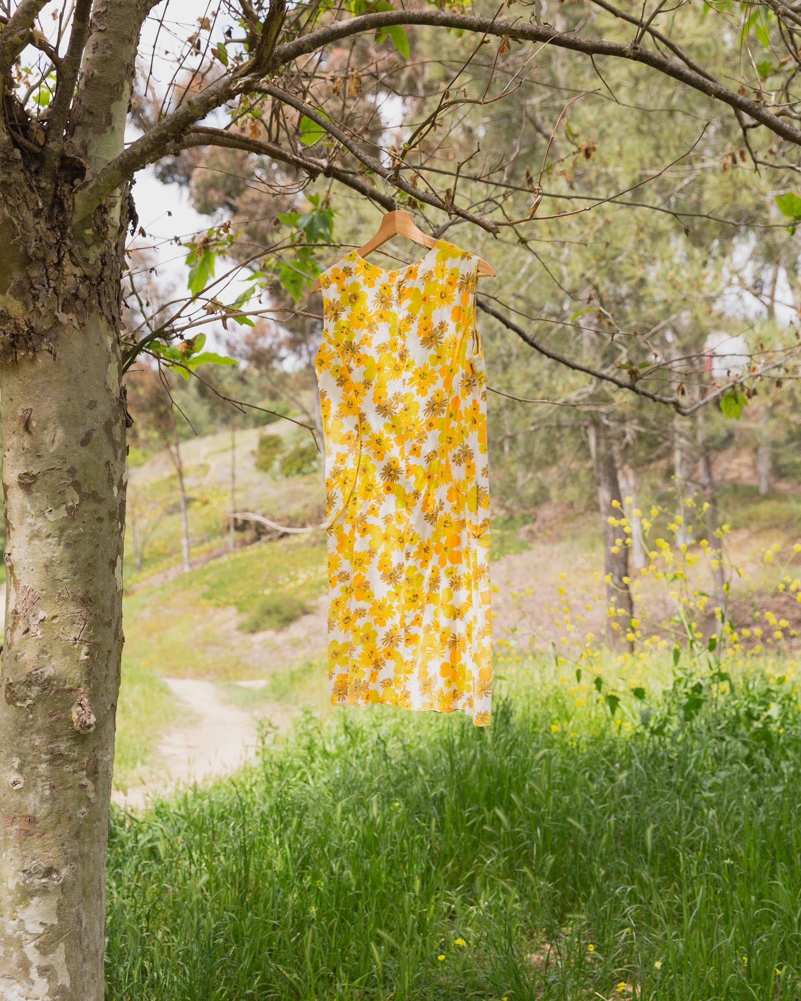 Vintage Handmade Yellow Floral Dress