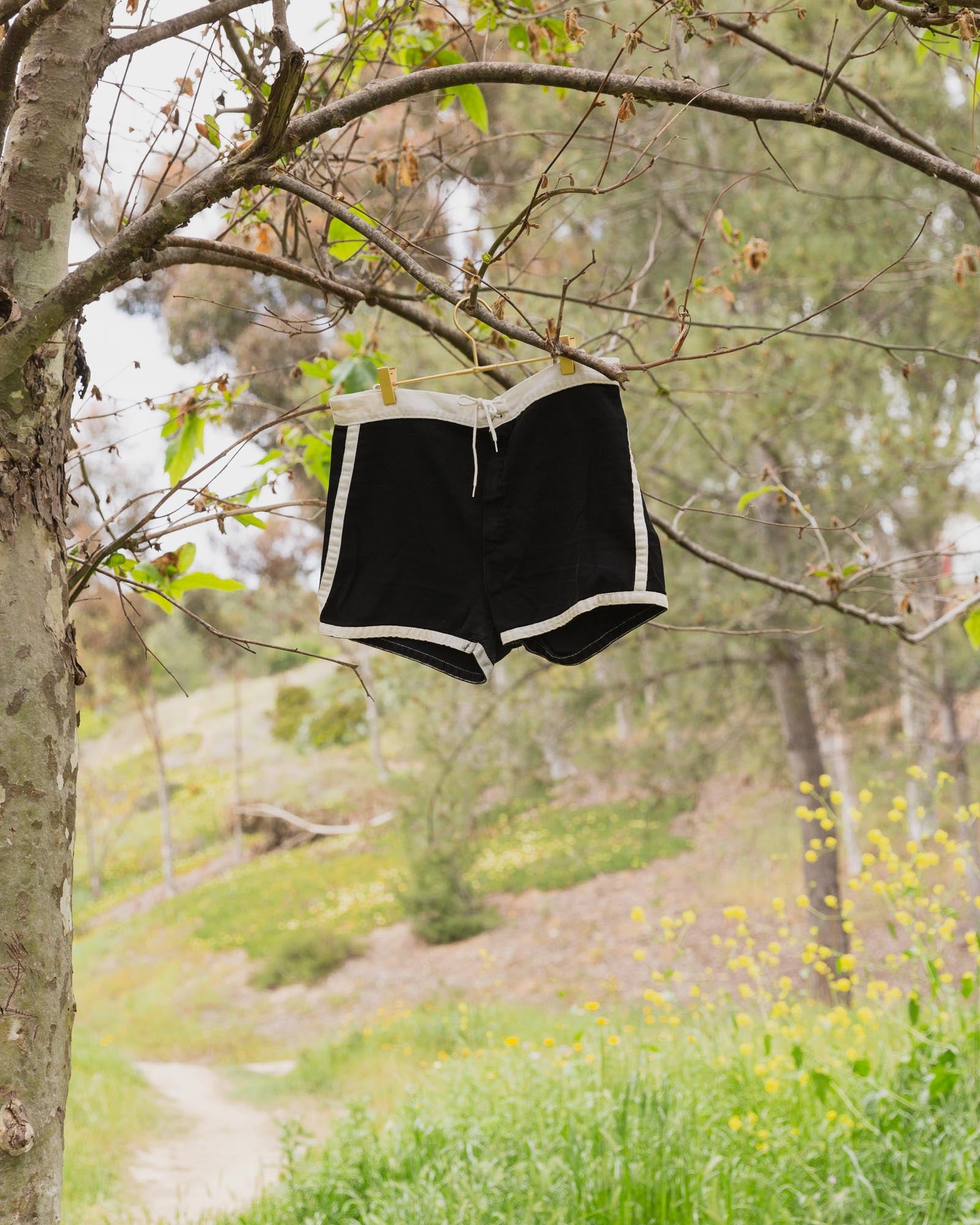 Vintage Black Cotton Trunks