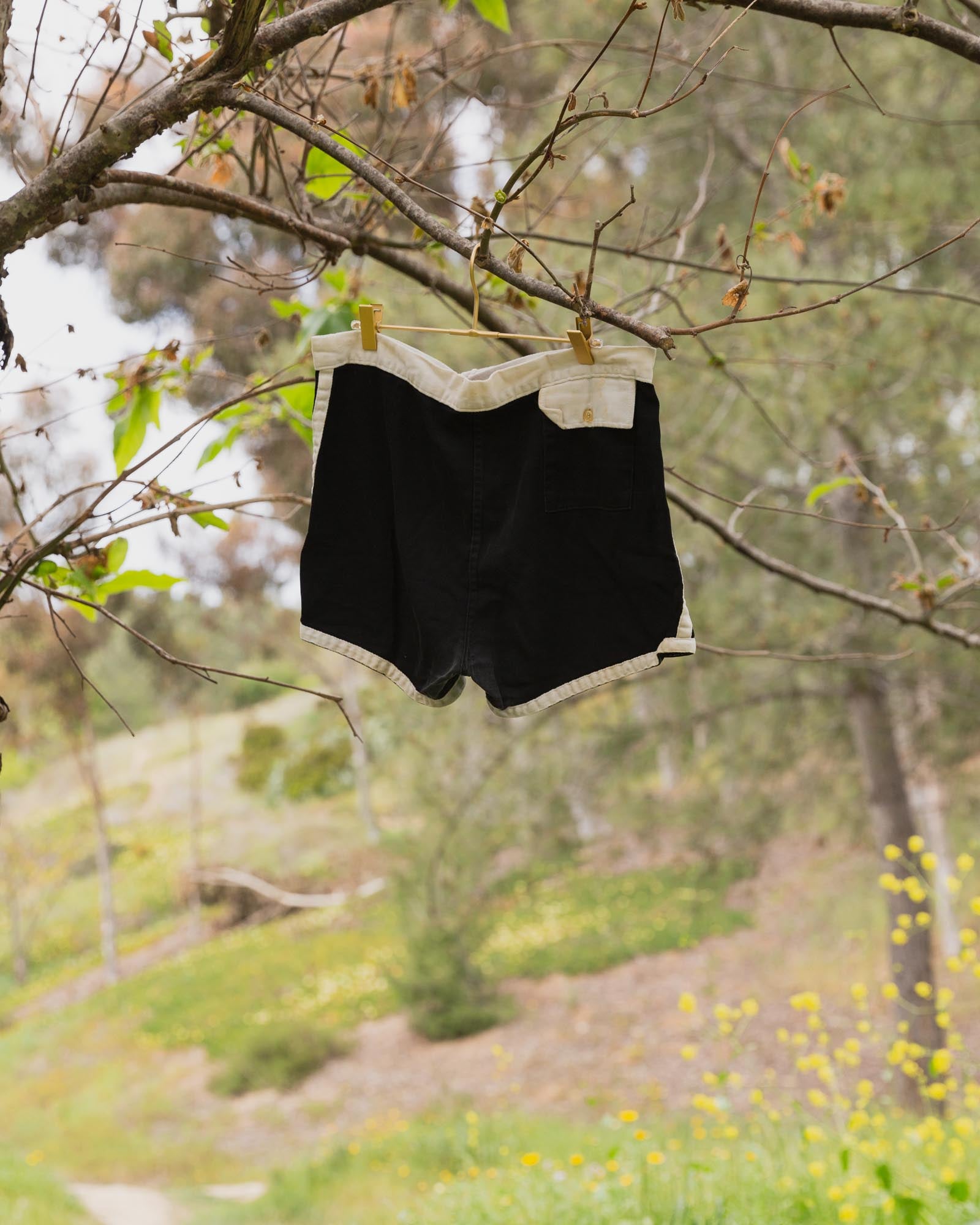 Vintage Black Cotton Trunks