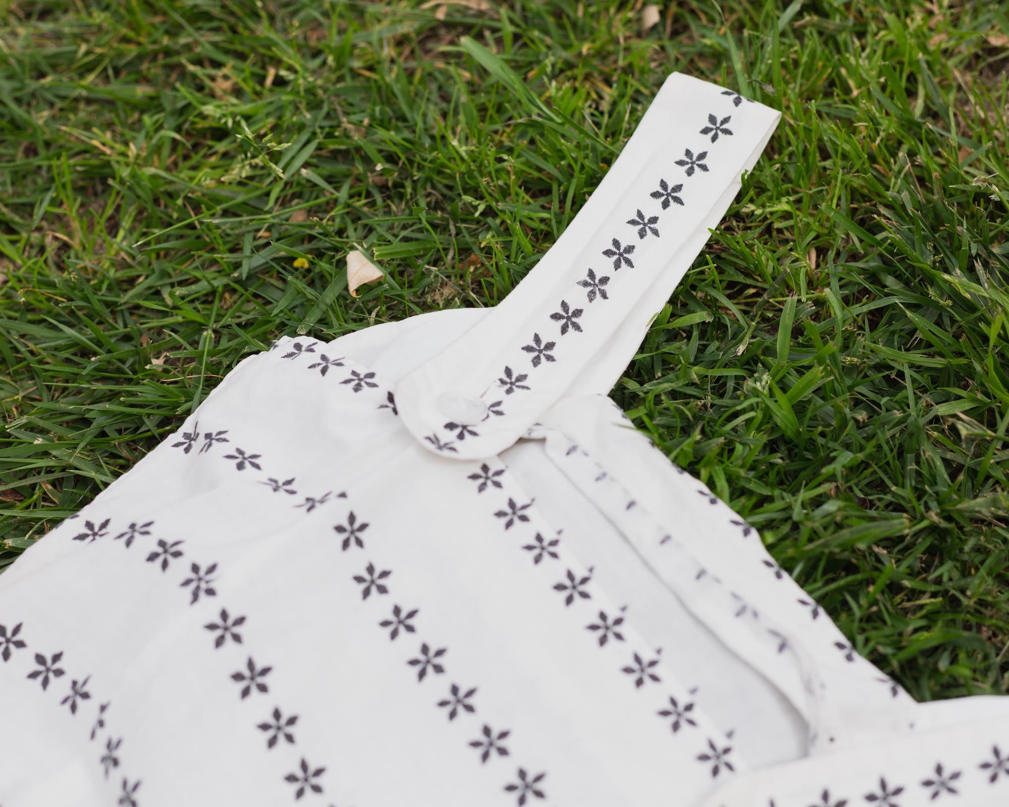 Vintage White & Gray Eyelet Dress