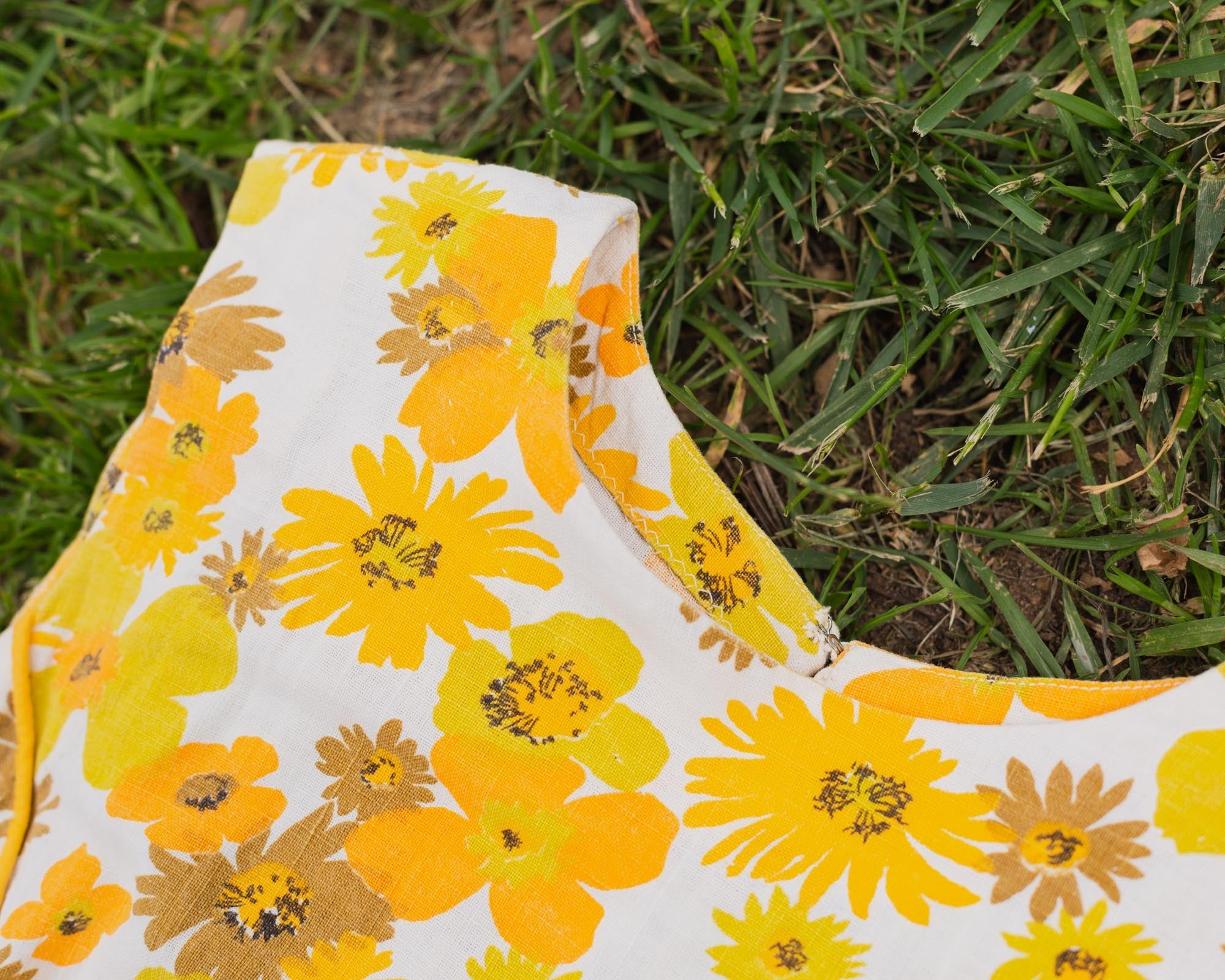 Vintage Handmade Yellow Floral Dress