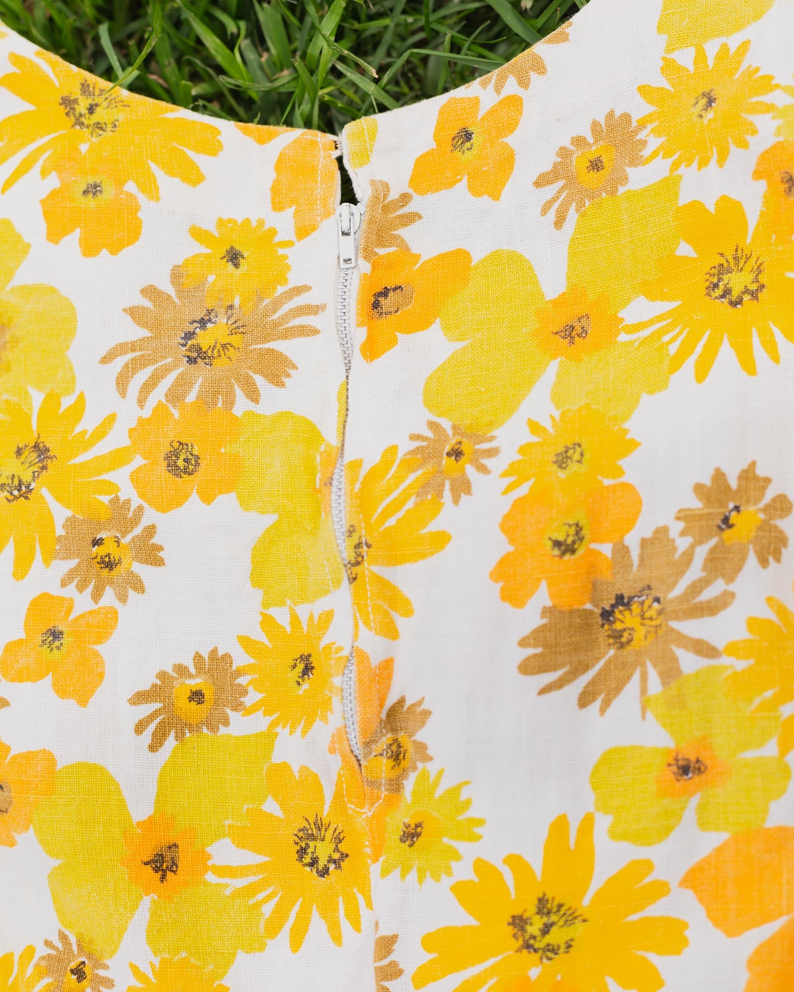 Vintage Handmade Yellow Floral Dress