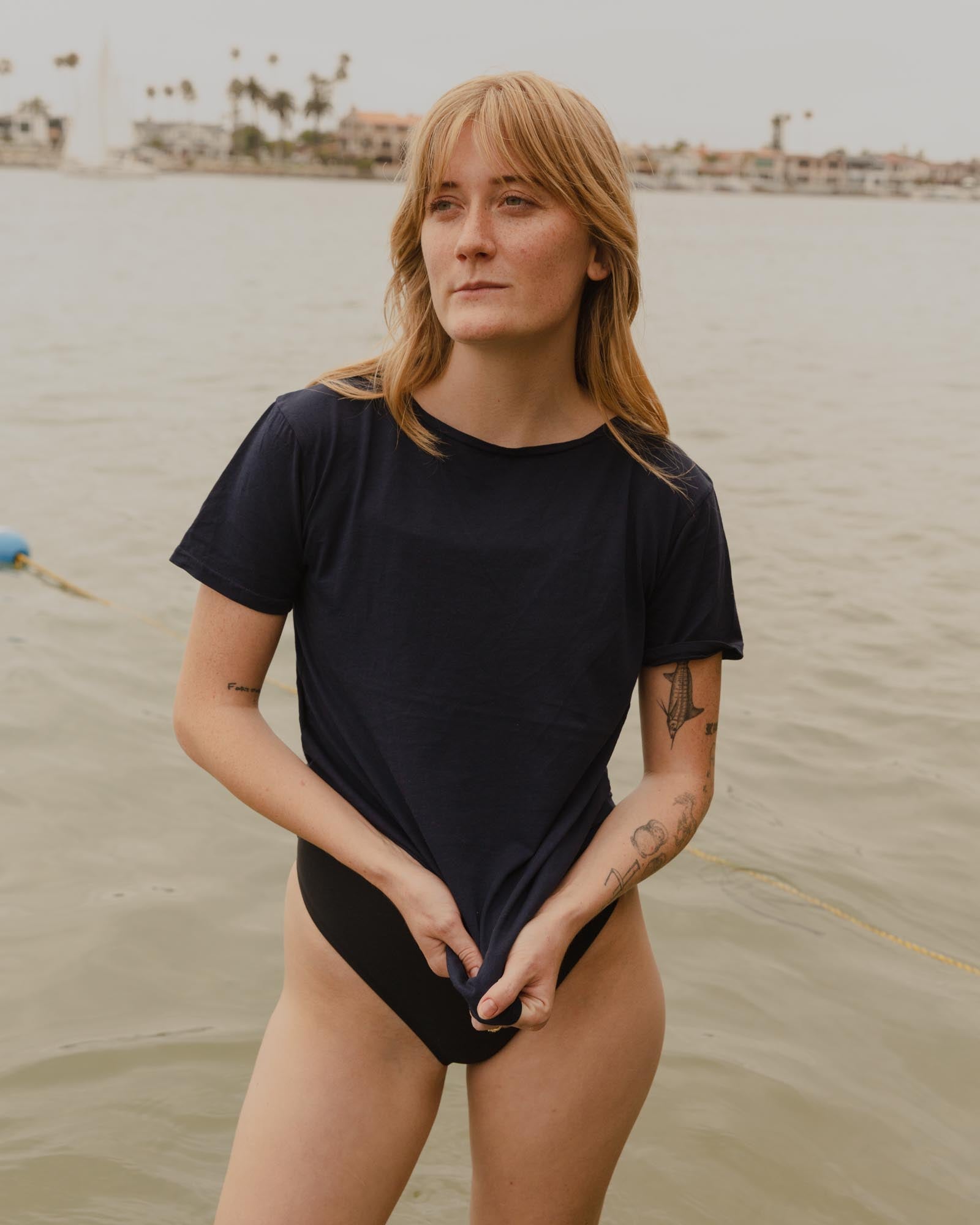 Gato Heroi ~ Boat Neck Tee in Iris