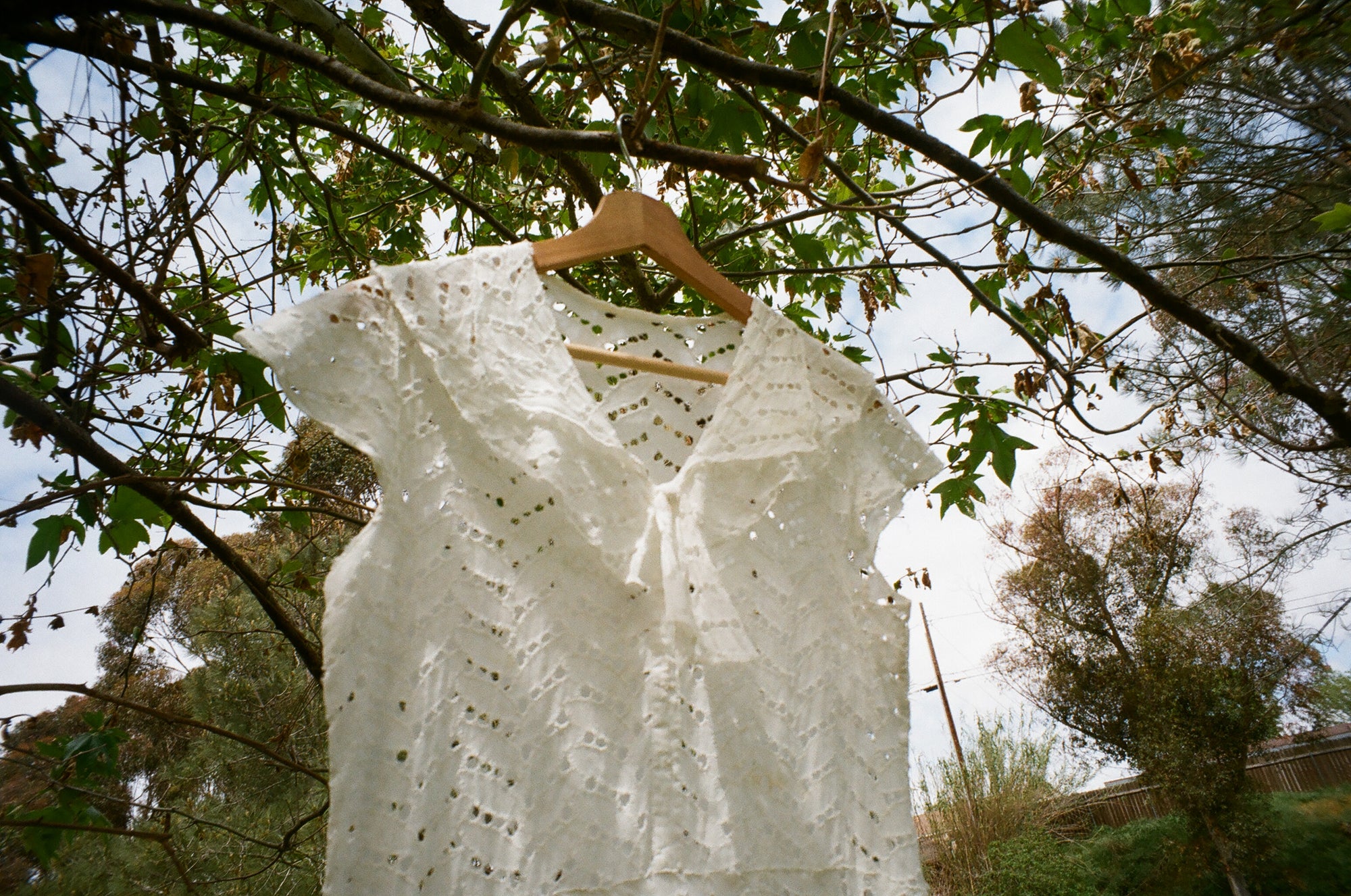 Vintage White Cotton Tiered Eyelet Dress