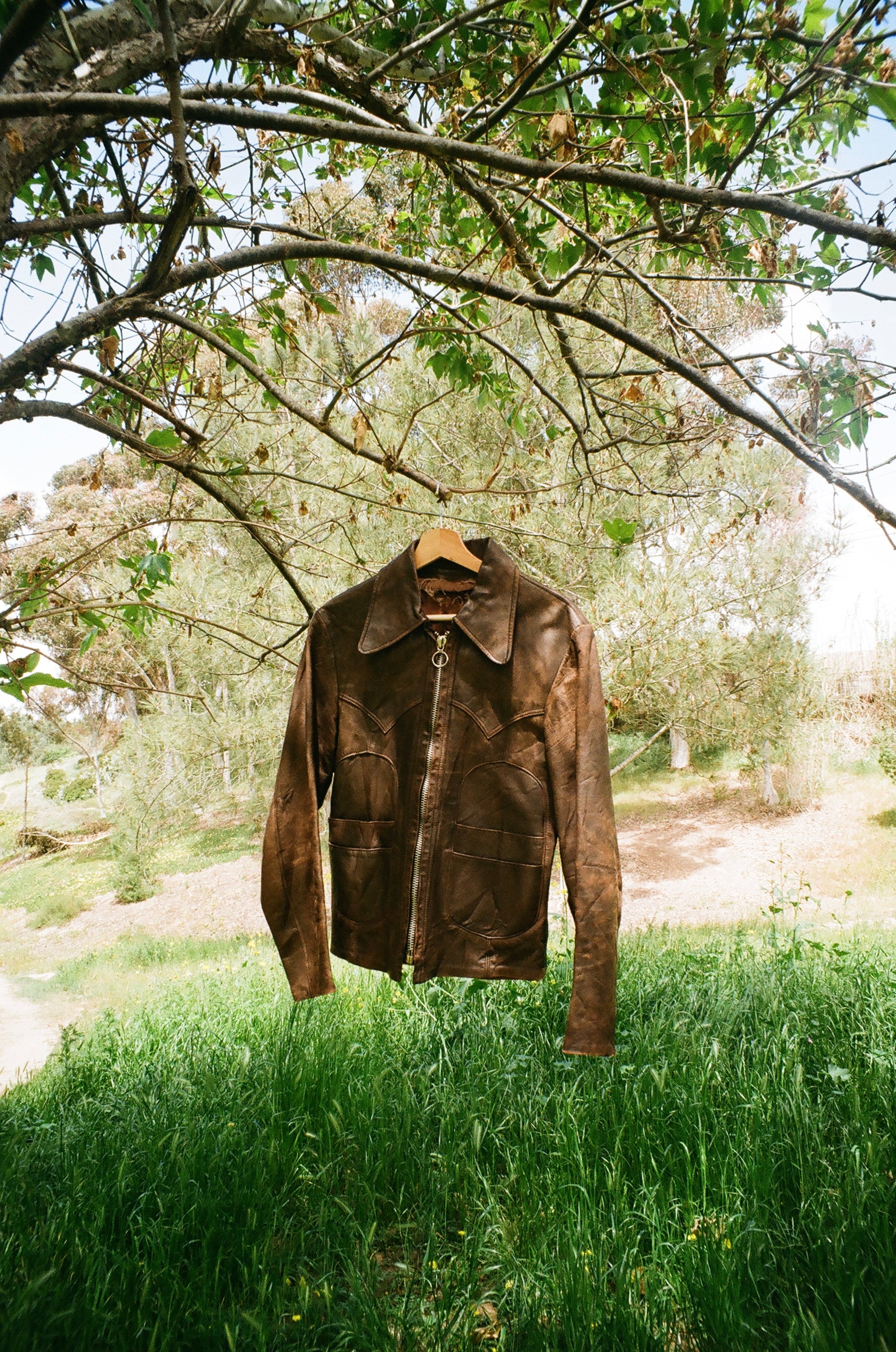 Vintage Brown Zip Up Leather Jacket