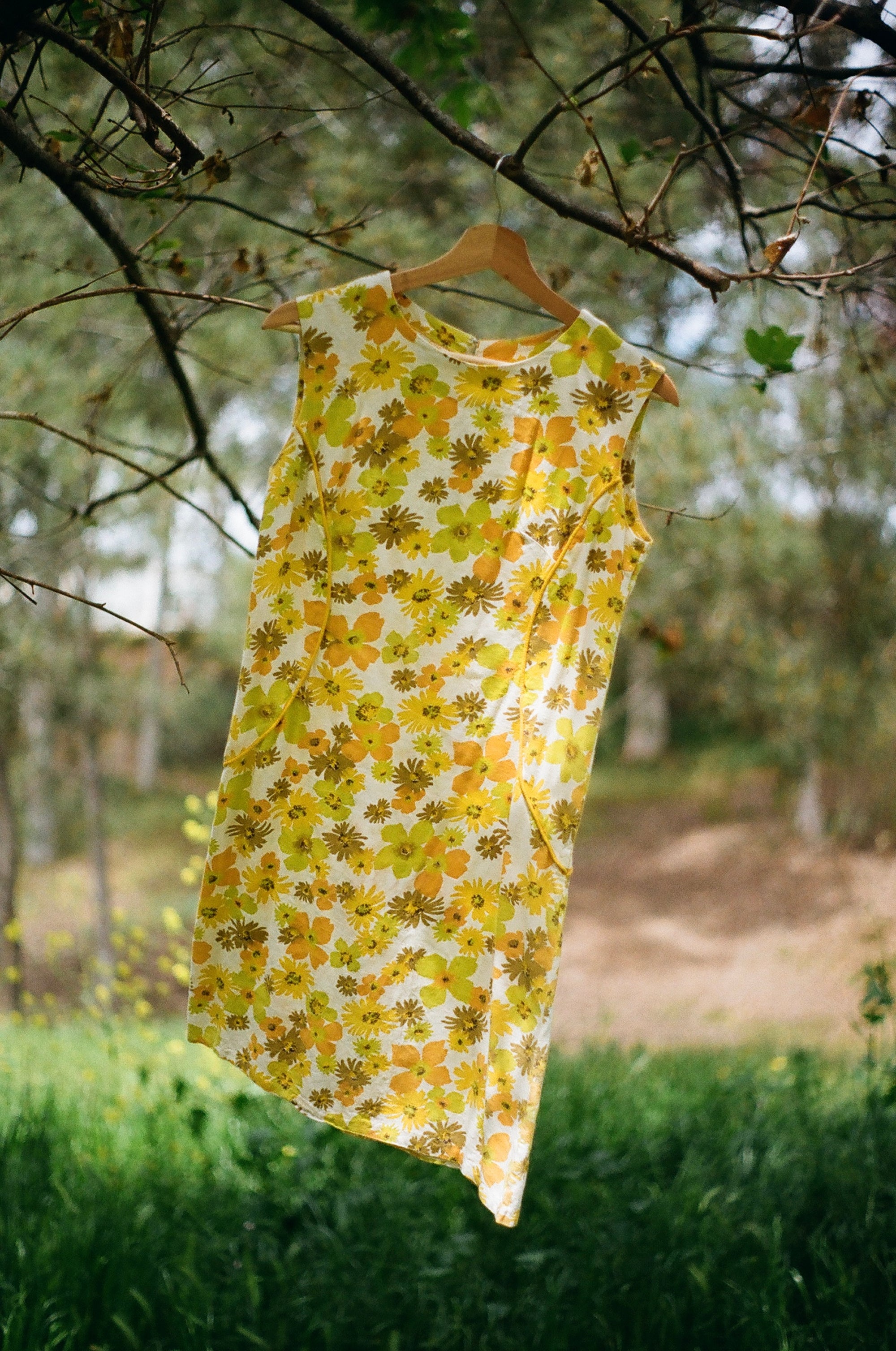 Vintage Handmade Yellow Floral Dress