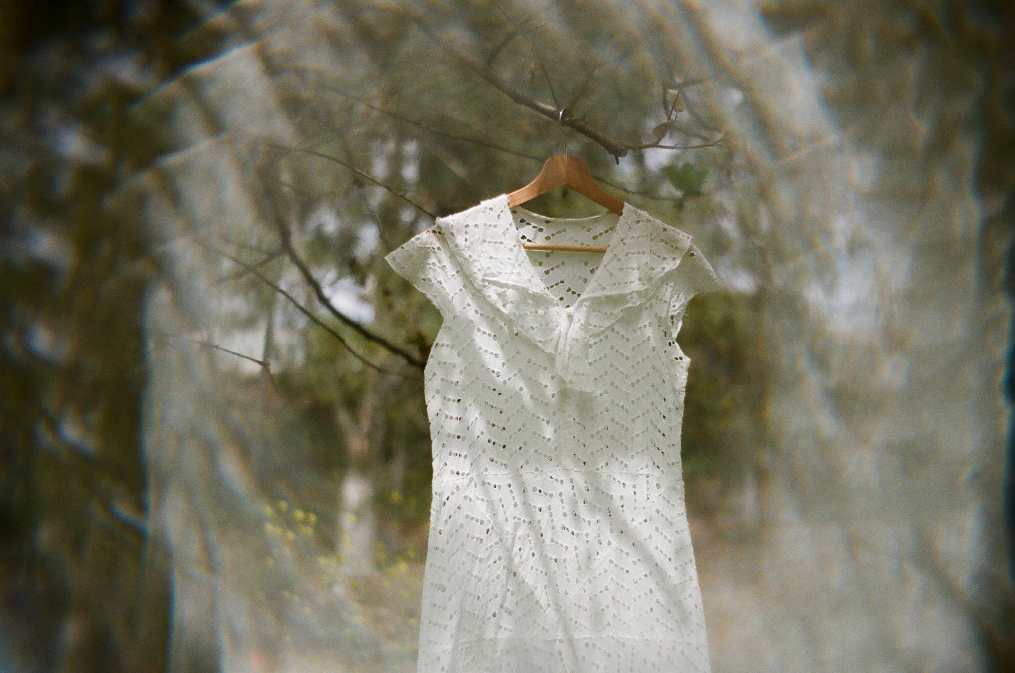 Vintage White Cotton Tiered Eyelet Dress