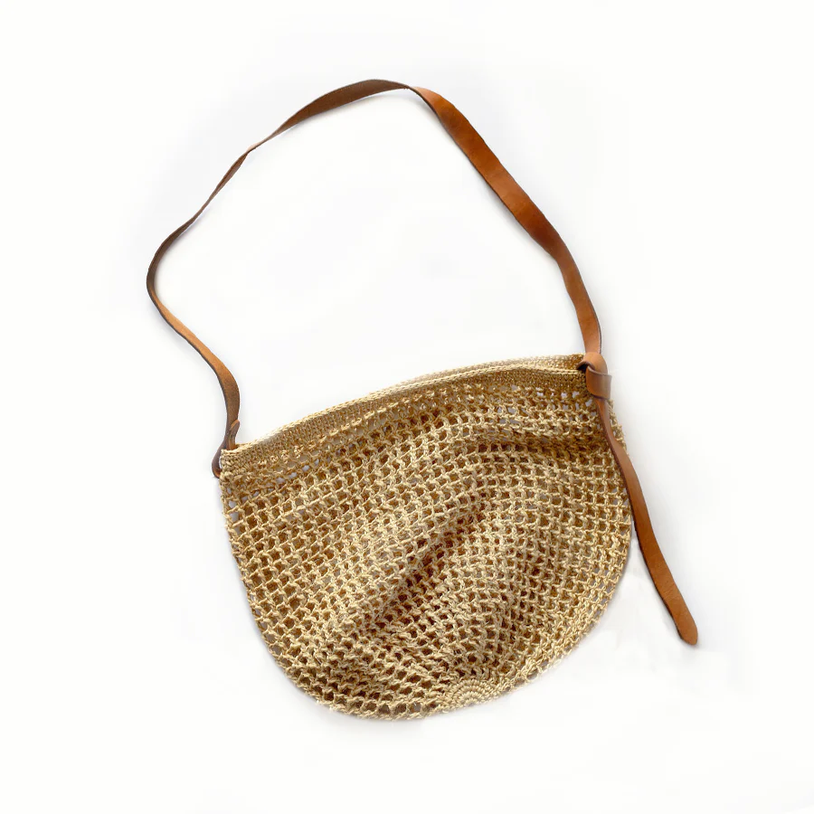 Made by Minga Market Bag with Leather Strap - Honey