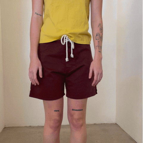 Unisex Cotton Canvas Swim Trunks in Red, video