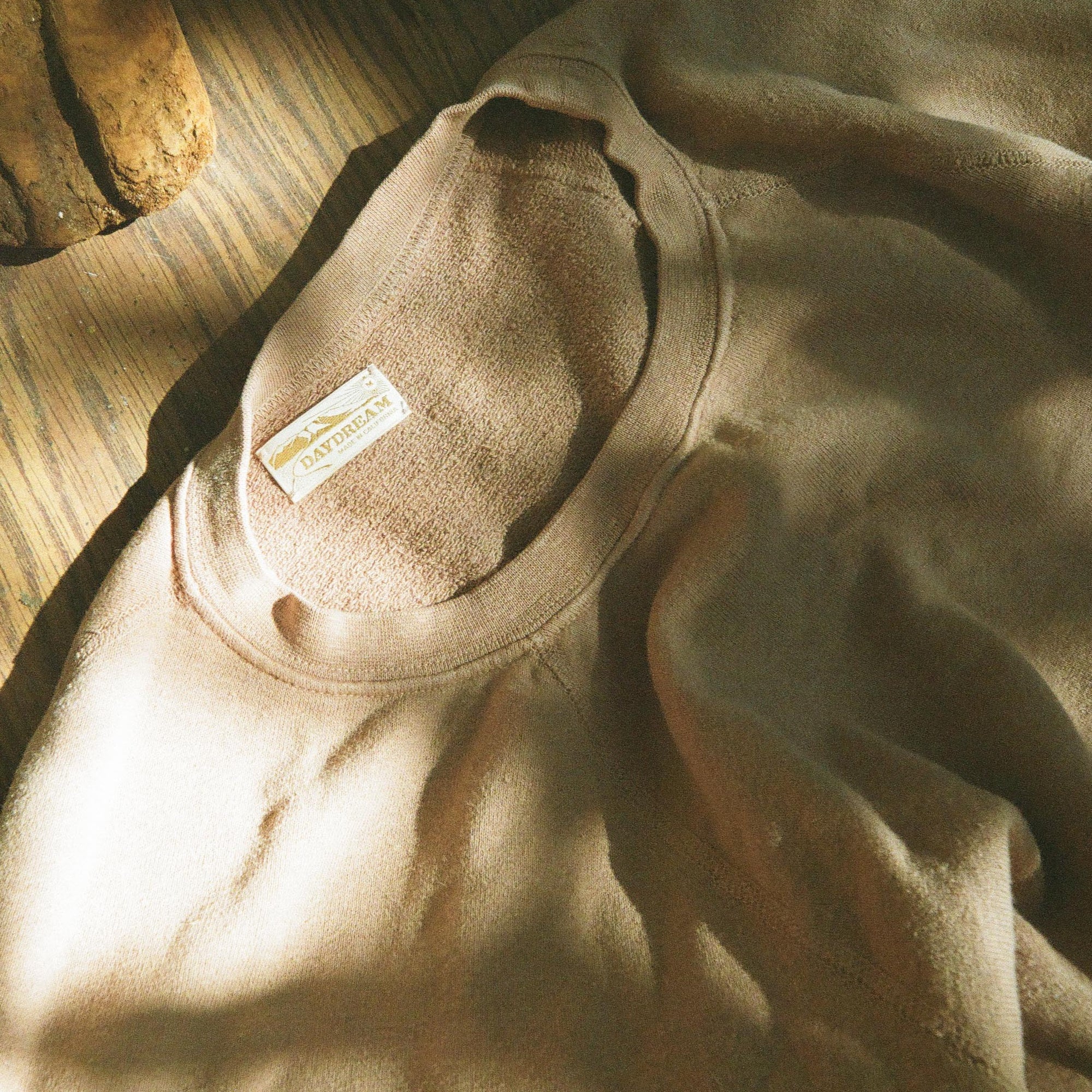 Collar of Womens Raglan Crewneck in Brown