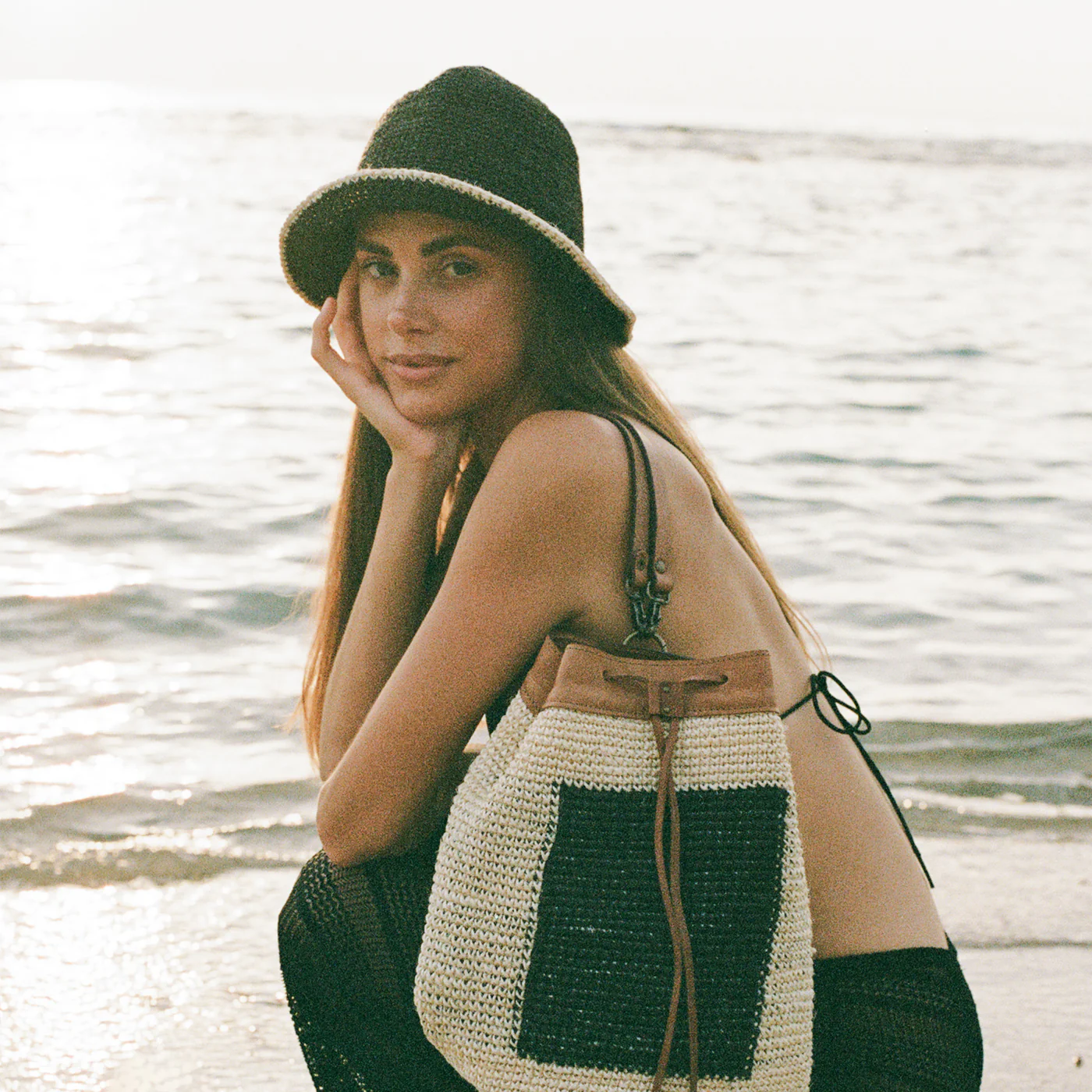 Bucket Hat Made by Minga- Black & White Trim