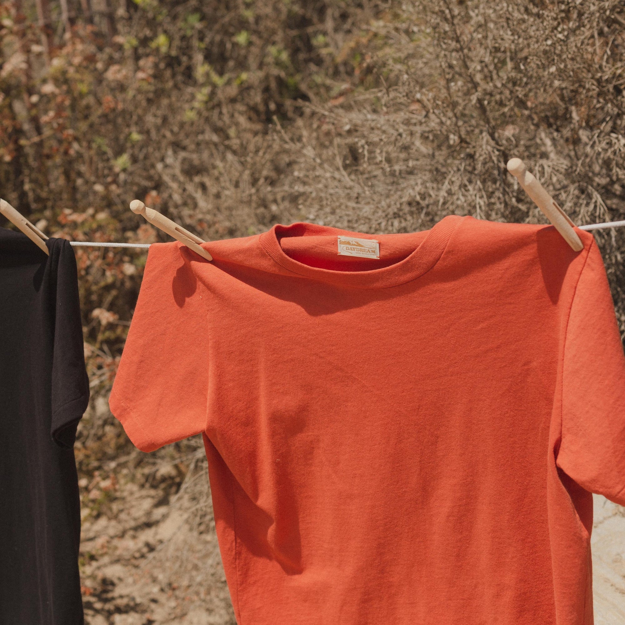 Top of Mens Vintage Boxy Cotton Tee in Red