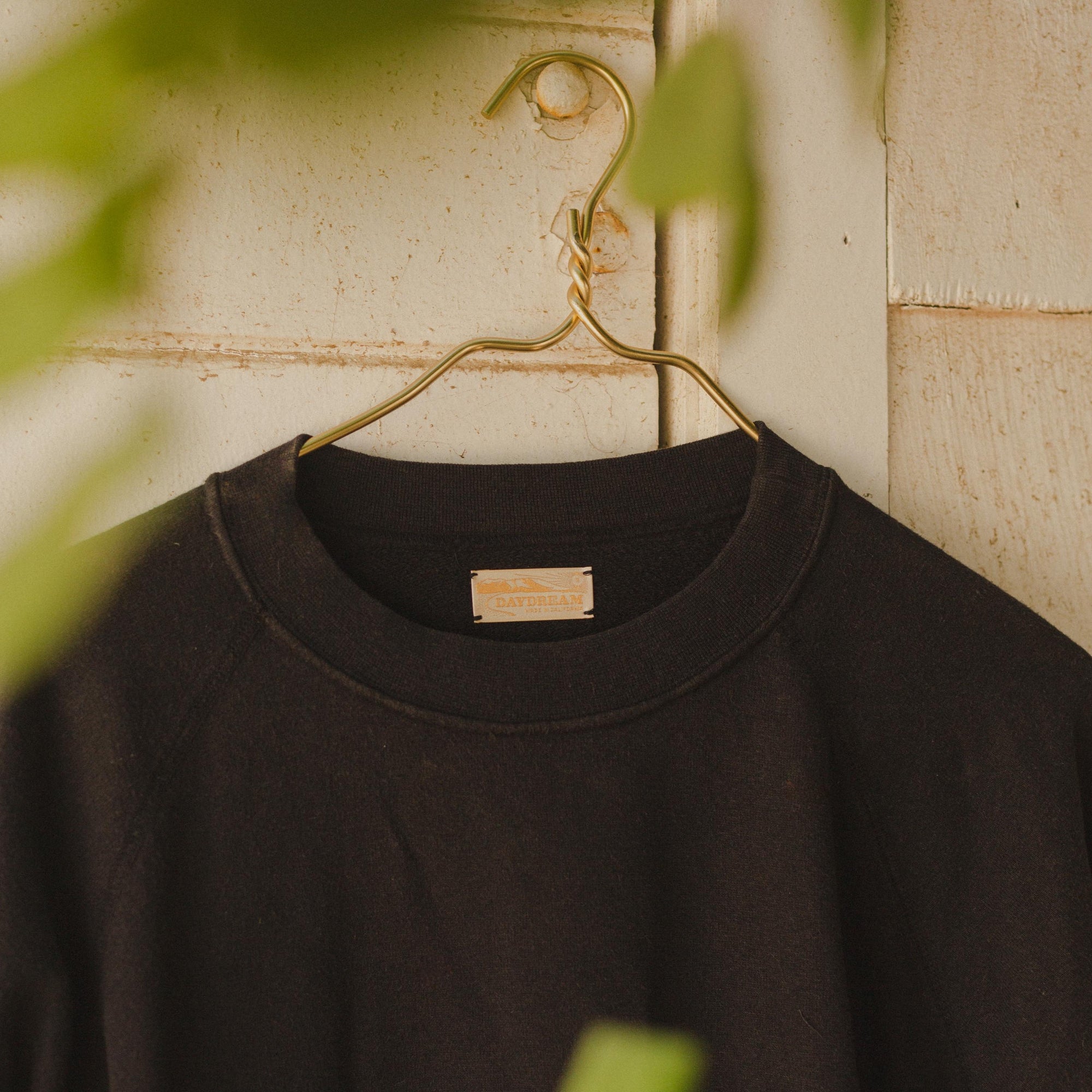 Collar of Mens Raglan Crewneck in Black