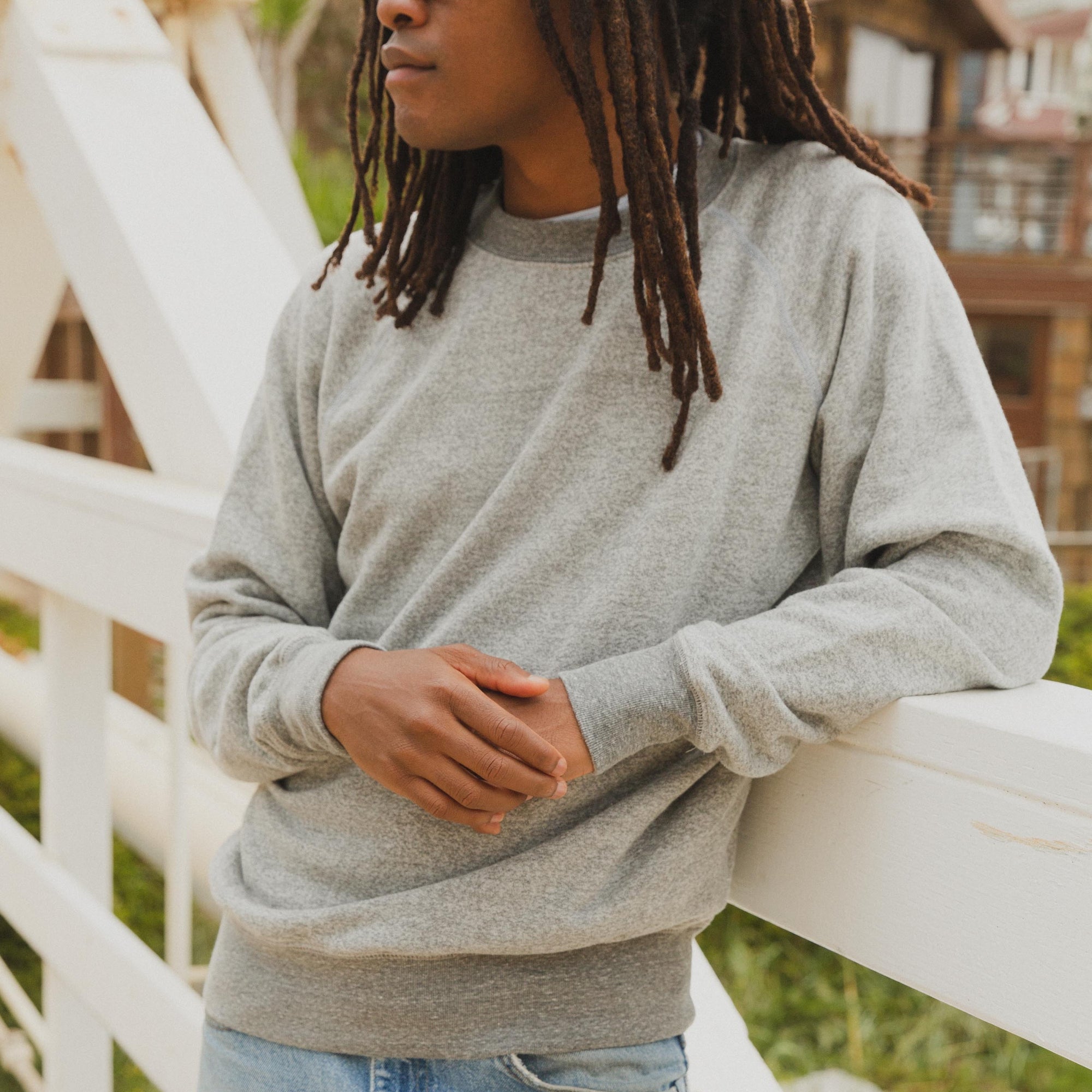 brandonbrandonbrandon in Mens Raglan Crewneck in Gray