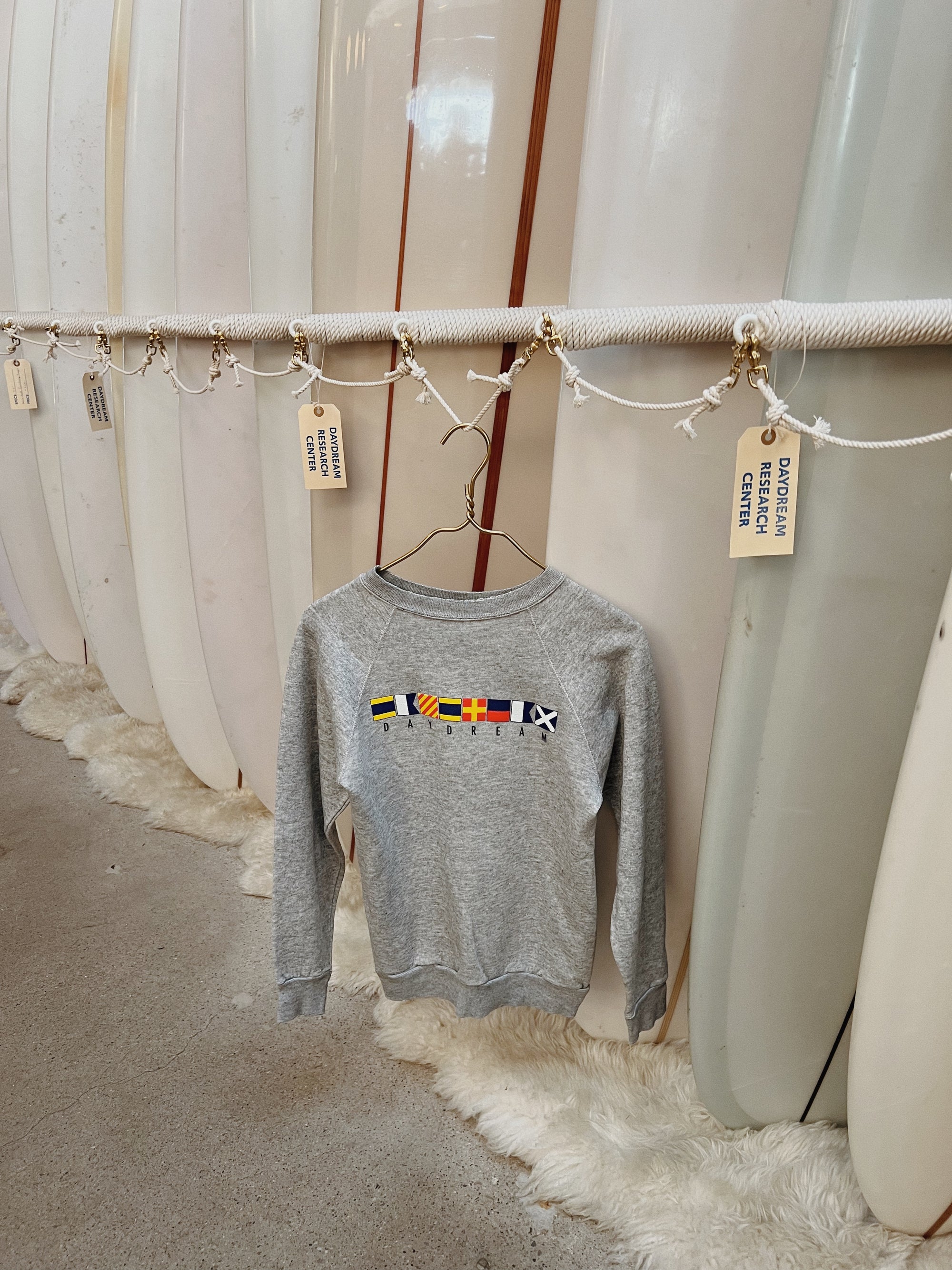 Vintage Raglan Crewneck with Yacht Club Flag Graphic