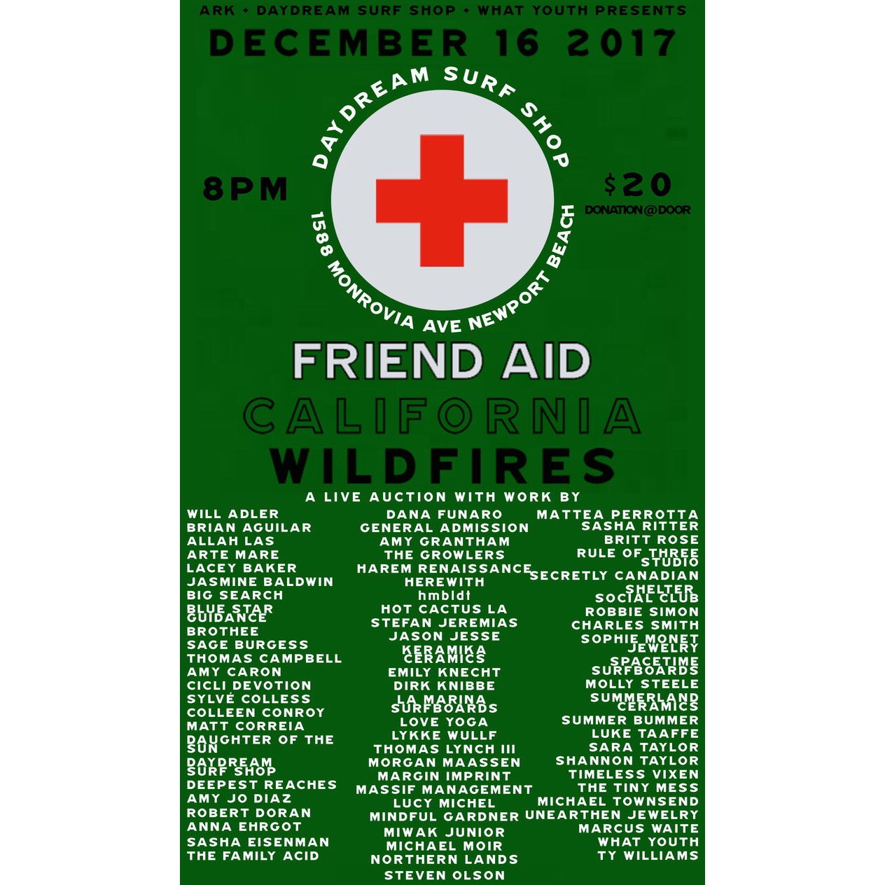 Friend Aid Auction Event 12/16 for Thomas Fire Relief Fund