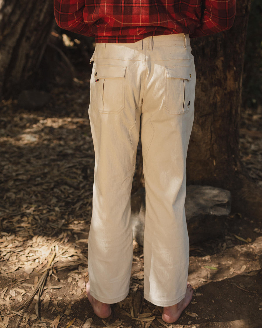 Stretch Cotton Canvas Cargo Trousers for Man in Ruby