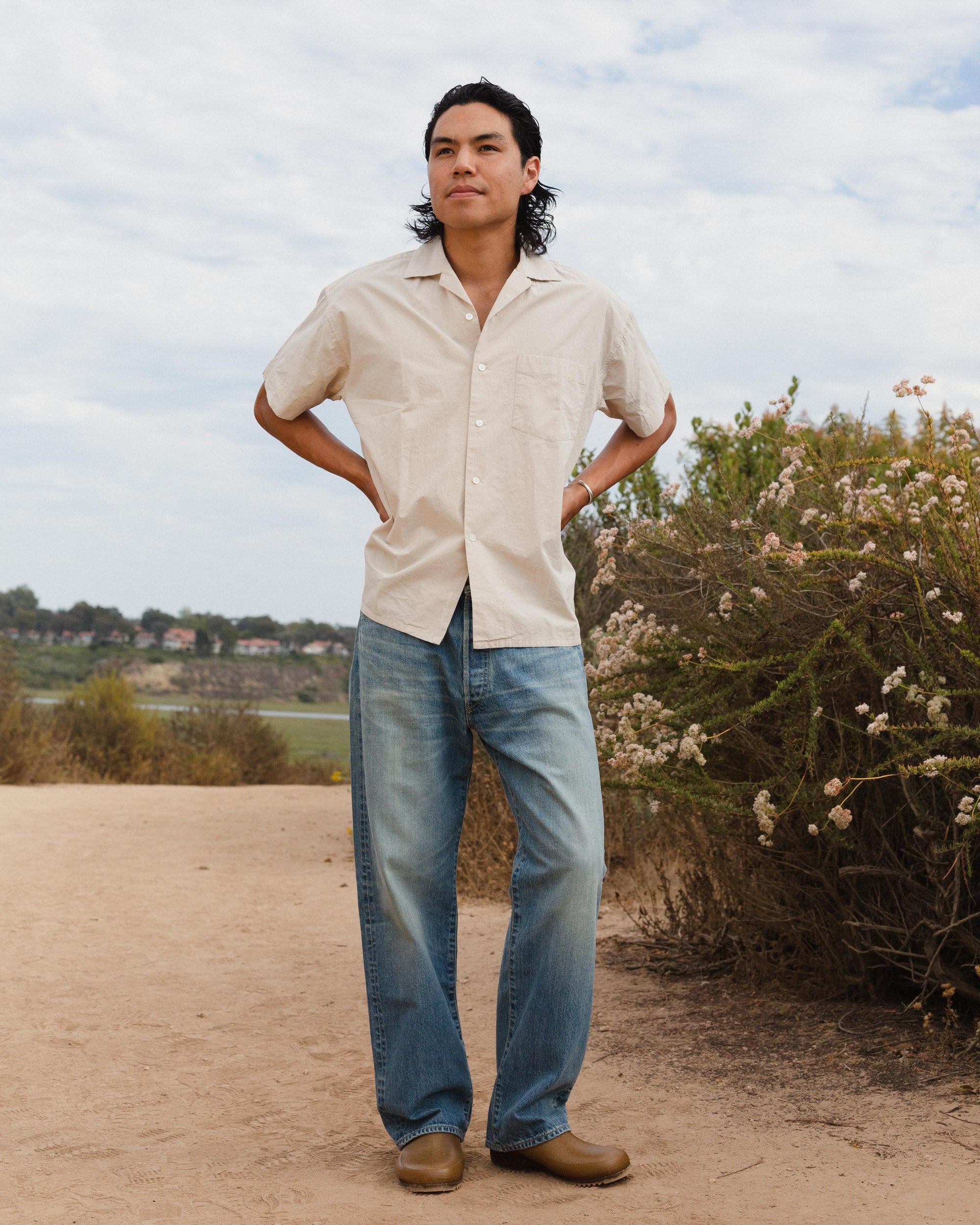 Daydream Script Open Collar Shirt