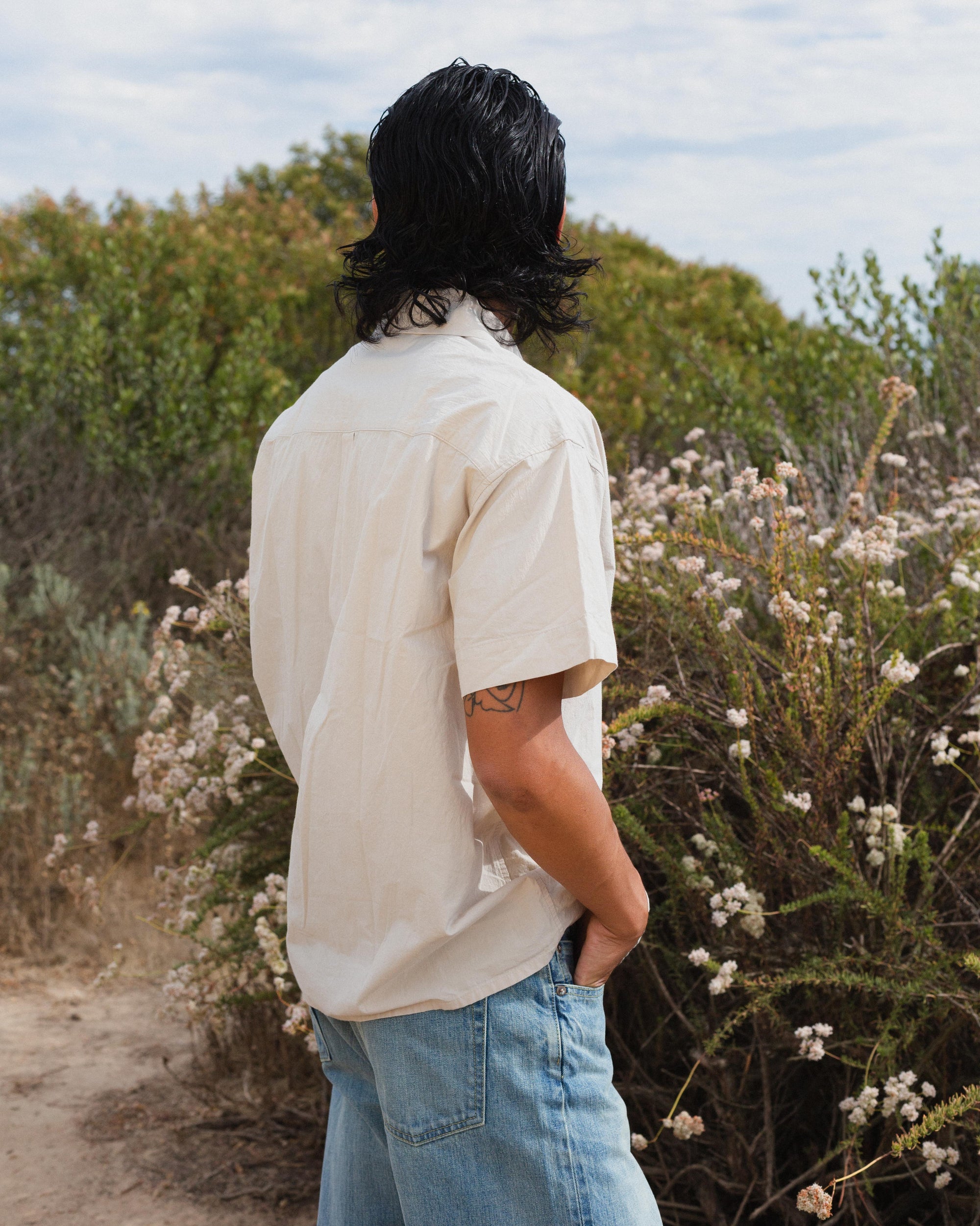 Daydream Script Open Collar Shirt