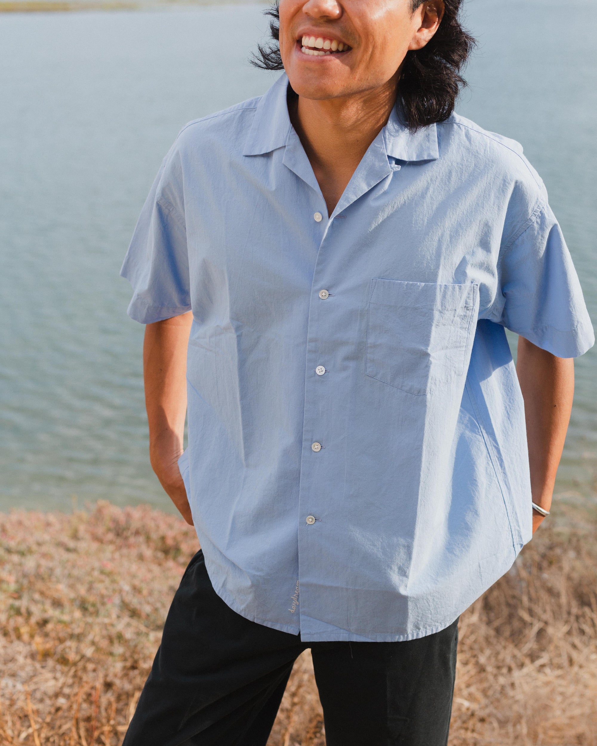 Daydream Script Open Collar Shirt