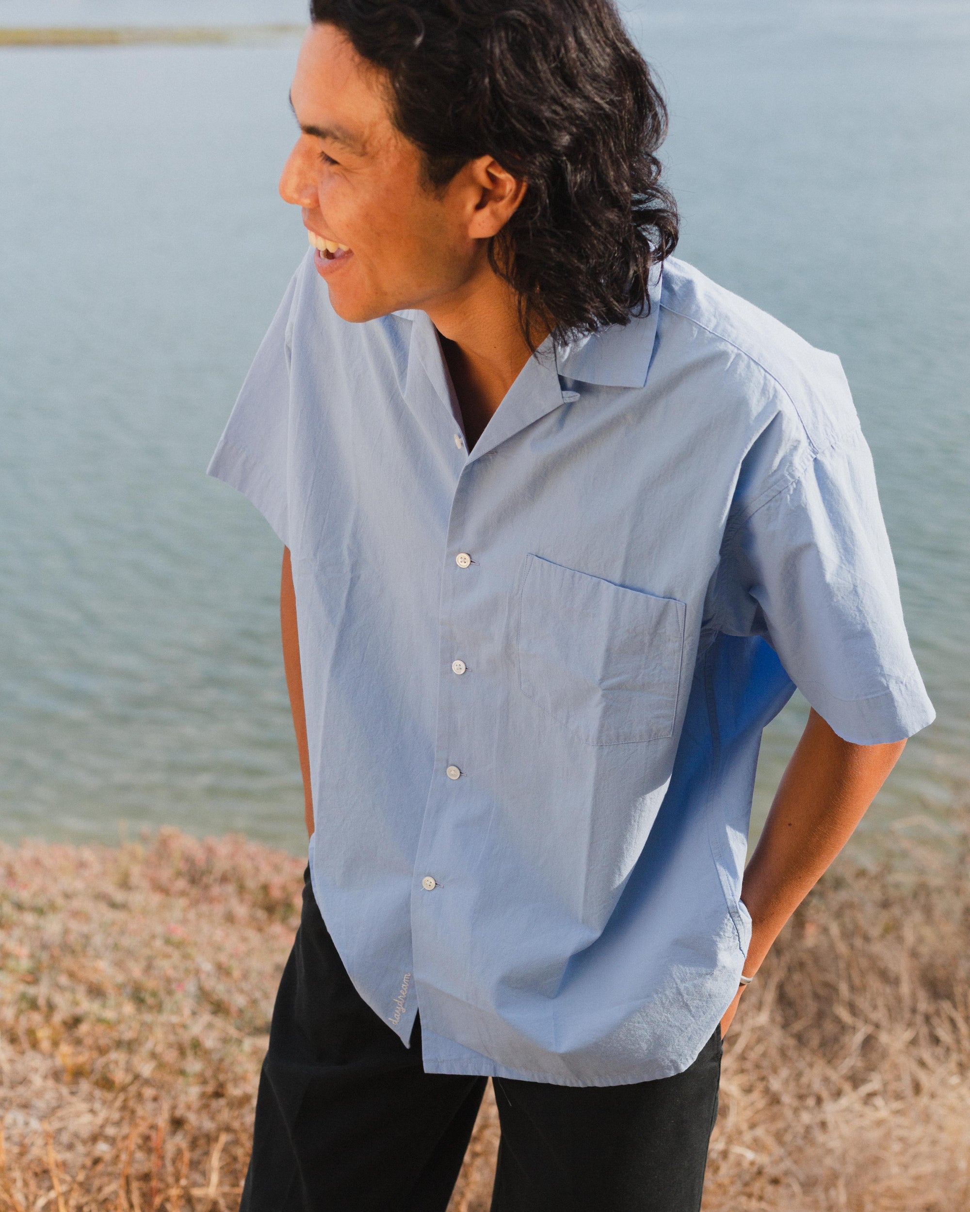 Daydream Script Open Collar Shirt