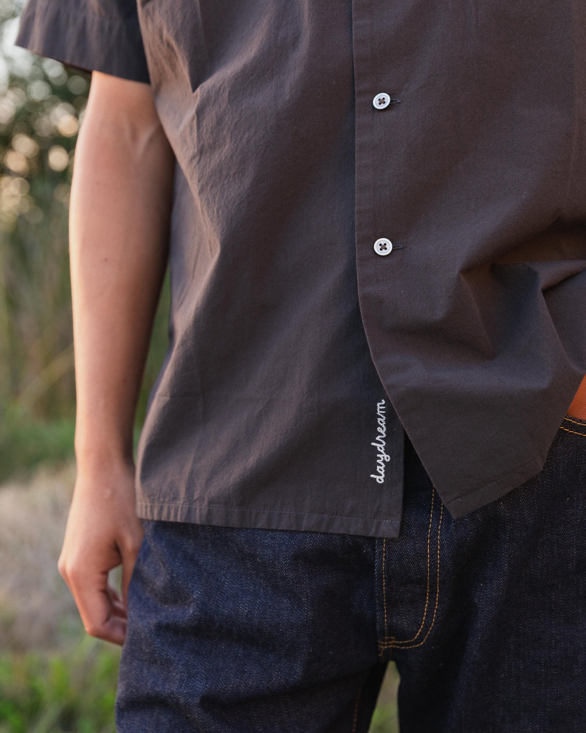 Daydream Script Open Collar Shirt