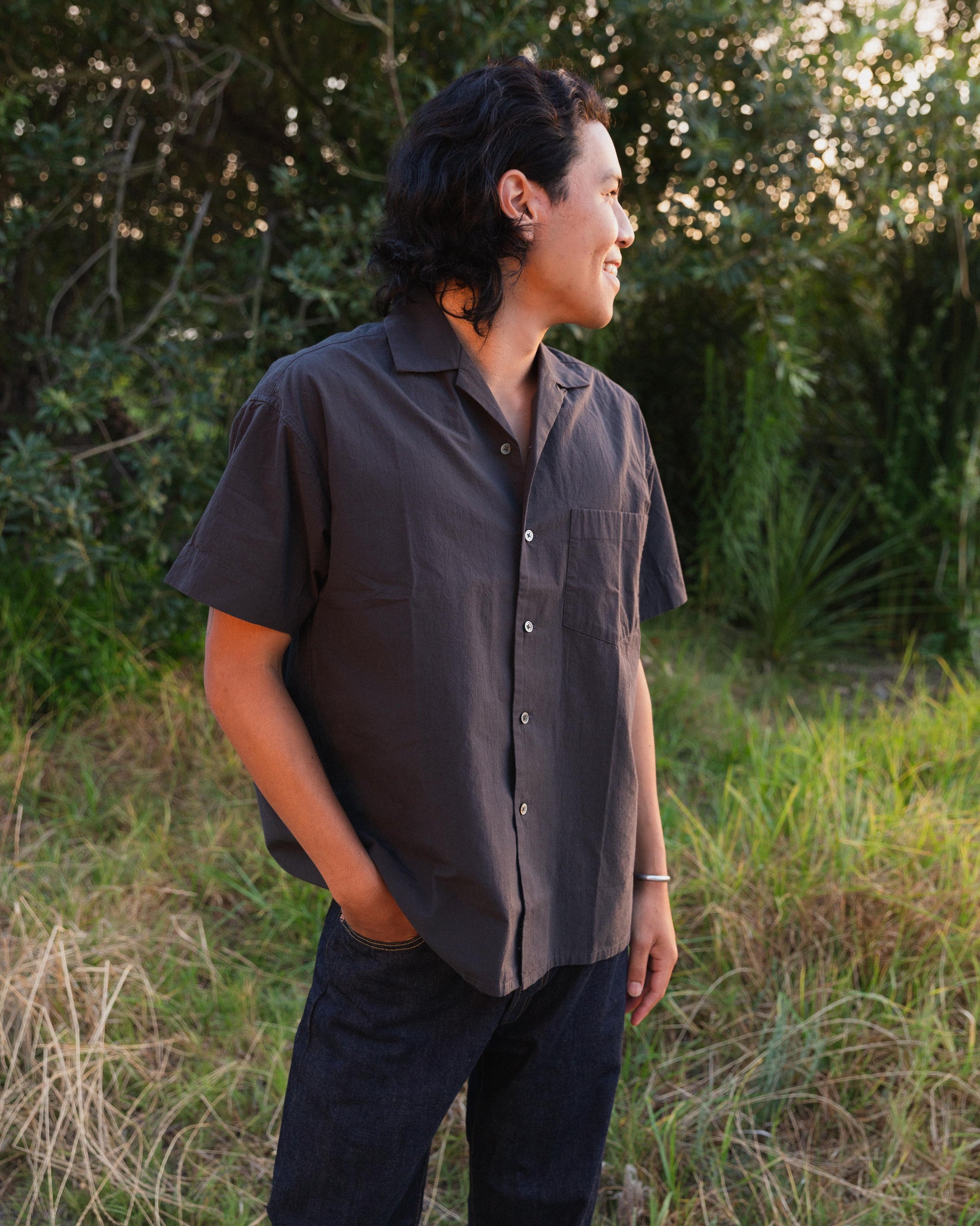 Daydream Script Open Collar Shirt