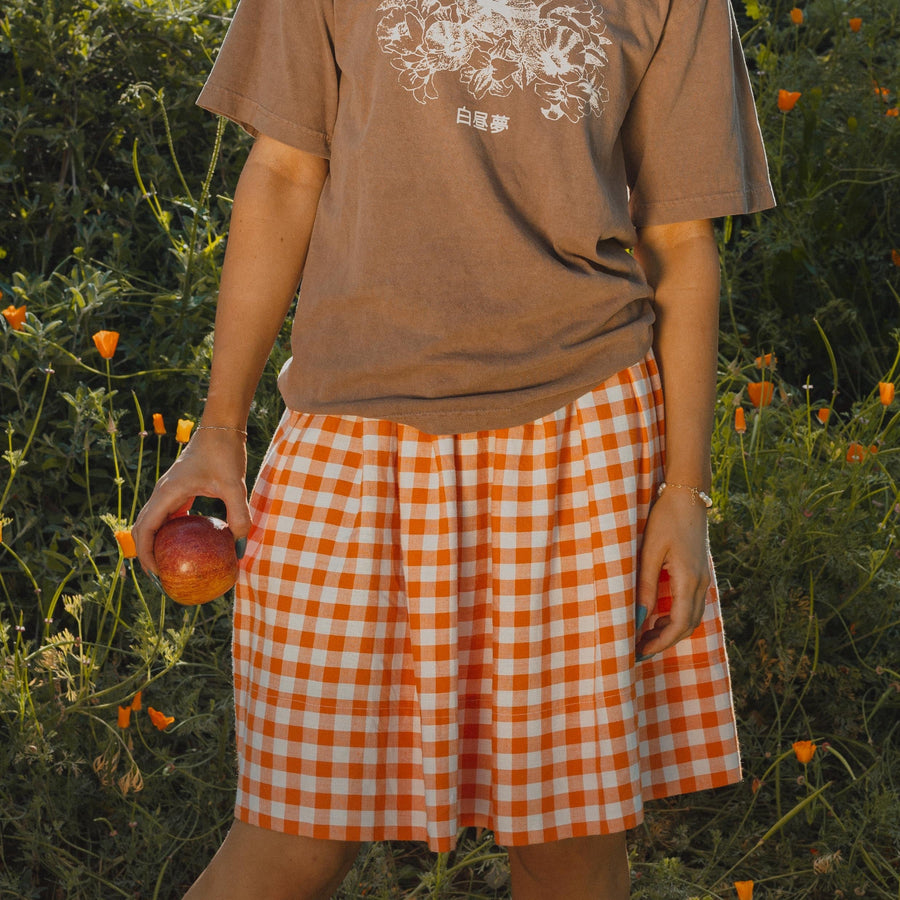 Orange & White Gingham Skirt