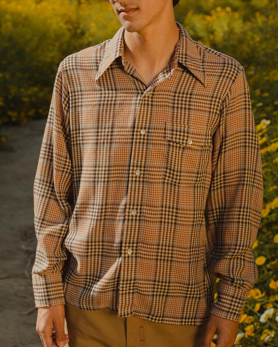 Tan Tartan Button Up