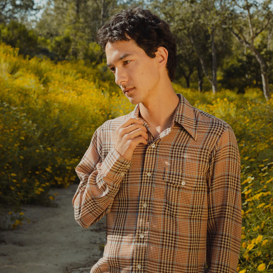 Tan Tartan Button Up