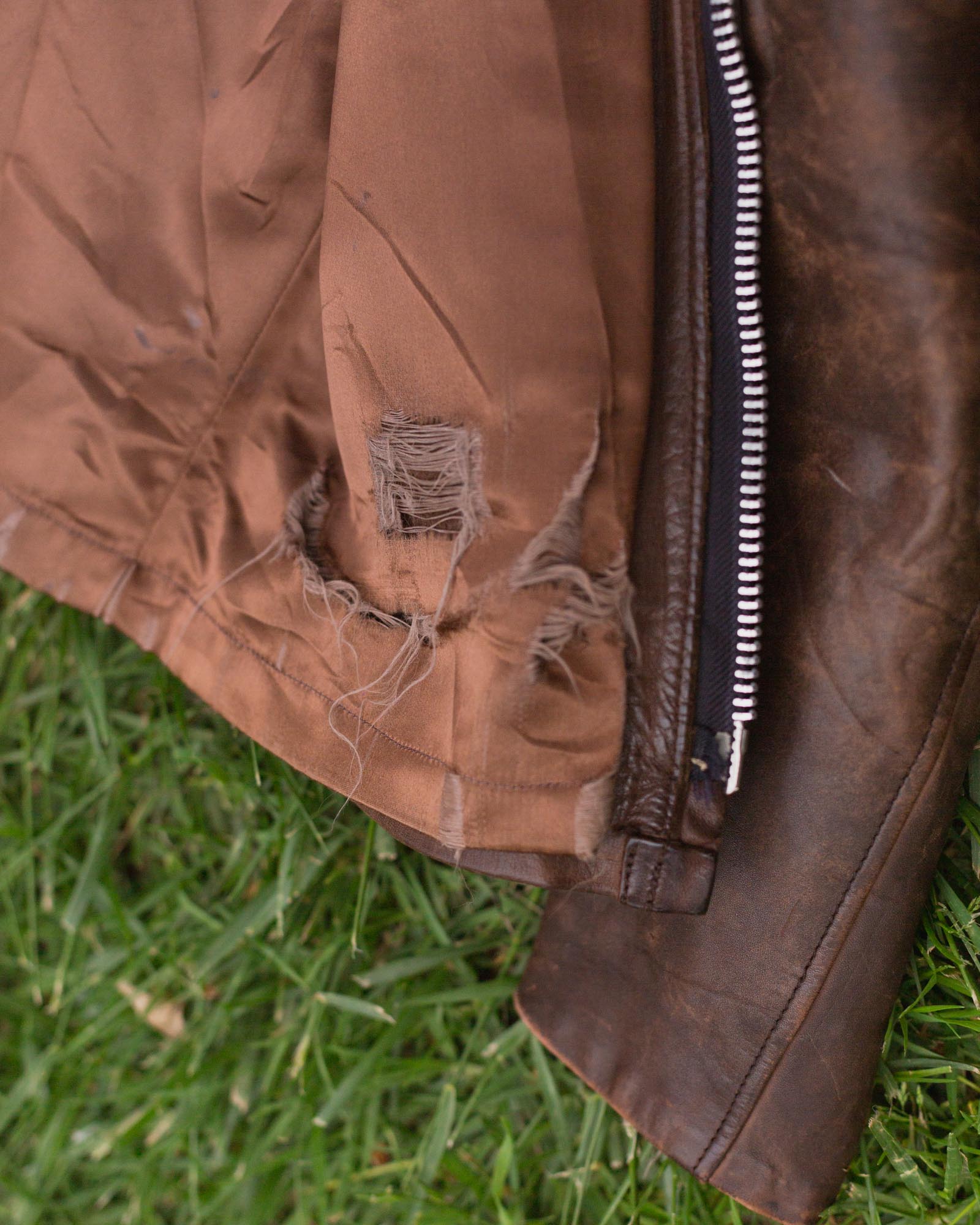 Vintage Brown Zip Up Leather Jacket