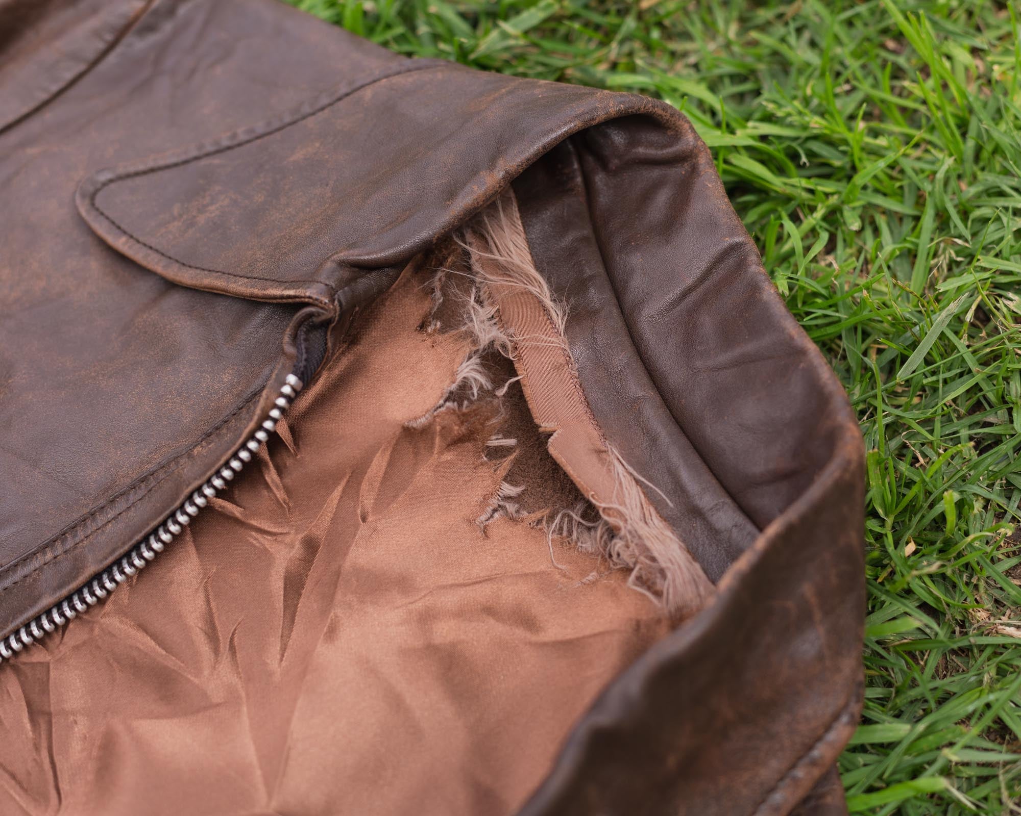 Vintage Brown Zip Up Leather Jacket