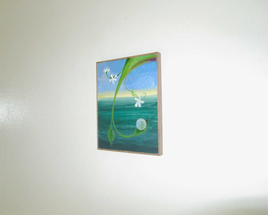 Lana Nichols “Cucumber’s Sigh” Oil on wooden panel.