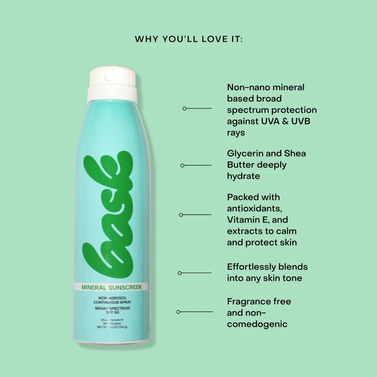 Bask Sunscreen- Mineral Non-Aerosol Spray SPF 30